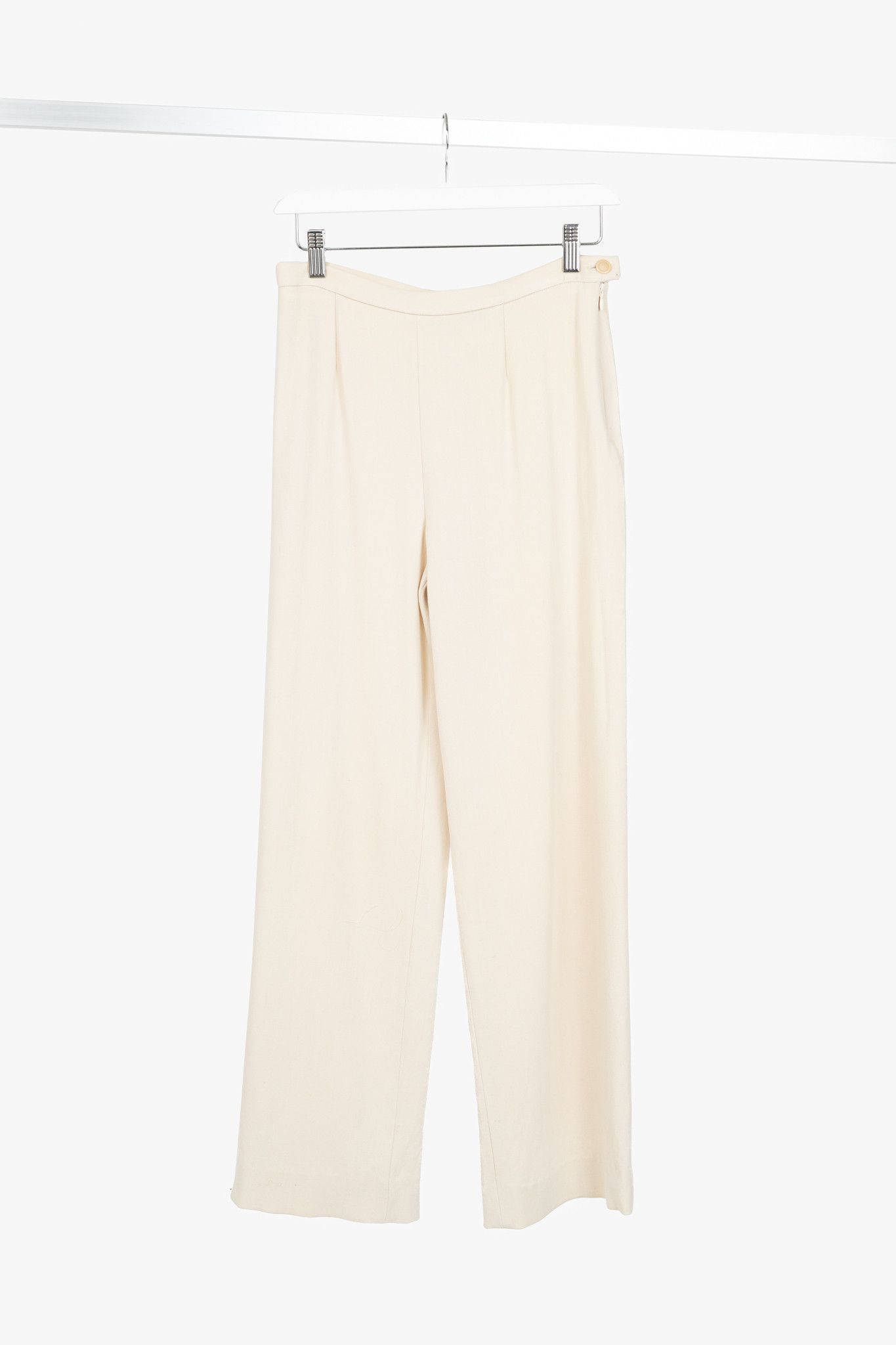 Max Mara Max Mara Cream Wool-Crepe Straight-Leg Trousers Size 30" / US 8 / IT 44 - 1 Thumbnail