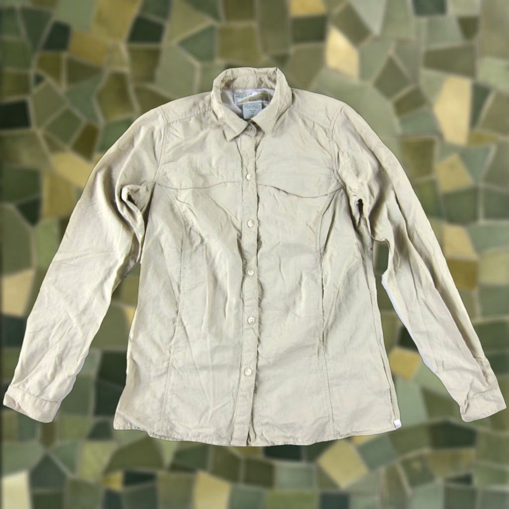 ExOfficio VINTAGE EXOFFICIO Beige Brown 100% Nylon Long Sleeve Button Down Hike Travel Blouse XS Size XS / US 0-2 / IT 36-38 - 1 Thumbnail