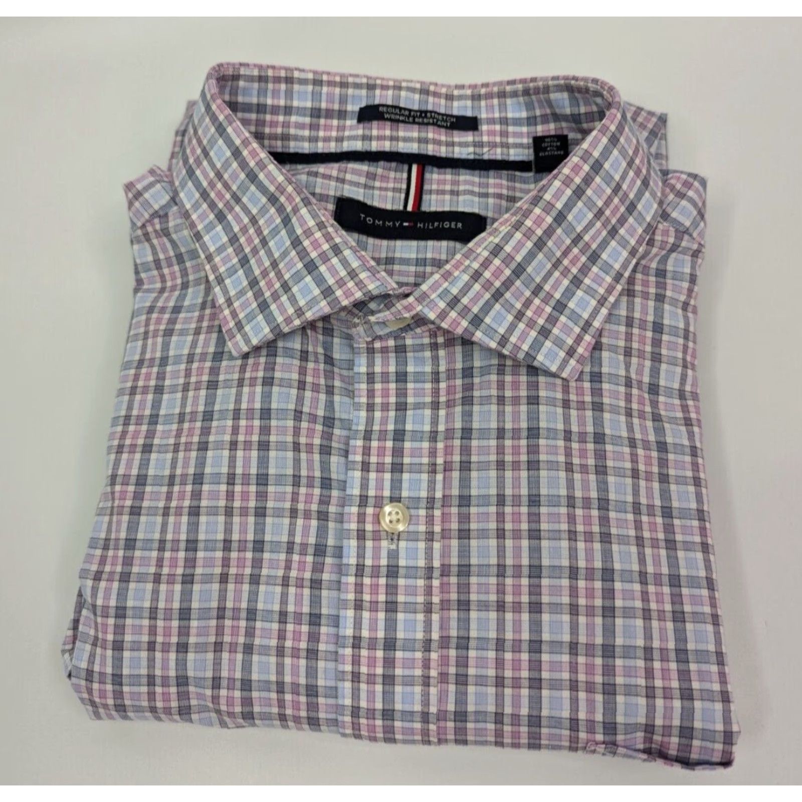 Tommy Hilfiger Tommy Hilfiger Purple Plaid Shirt XL Regular Fit Button-Down wrinkle Resistant Casual Dress Shirt Mens Regular Fit Shirt Size US XL / EU 56 / 4 - 2 Thumbnail