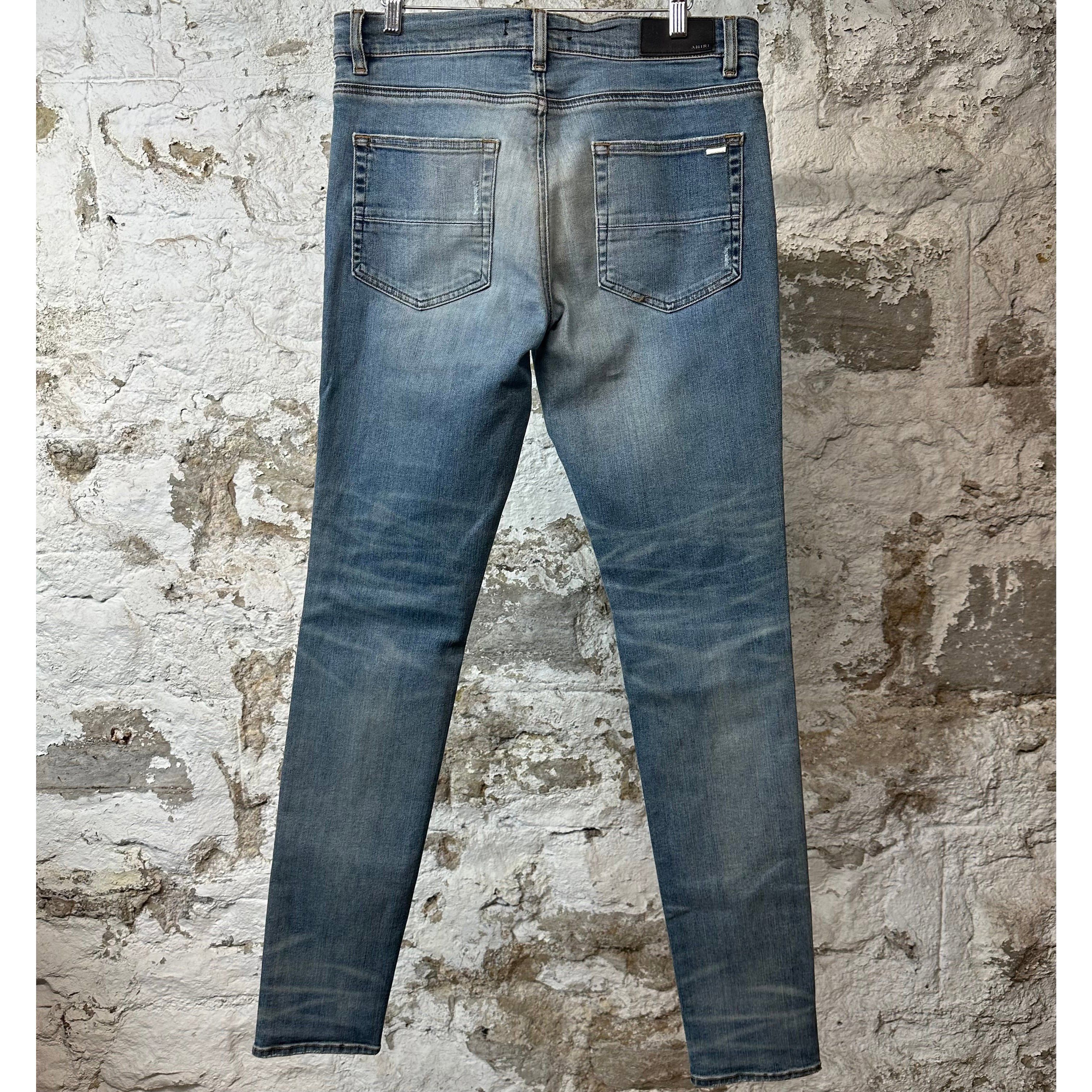Amiri Amiri MX1 Brown Acid Patch Blue Denim Jeans Sz 33 Size US 33 - 2 Thumbnail