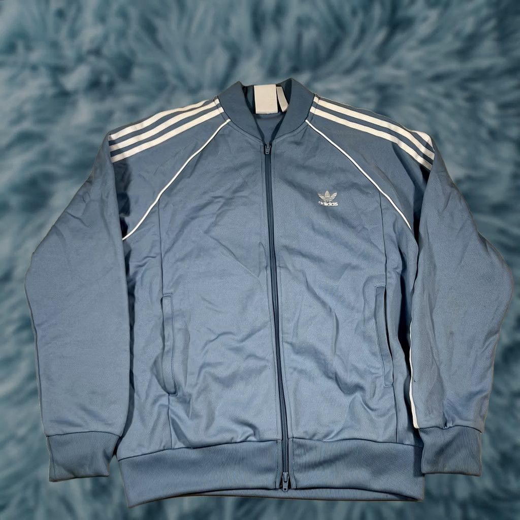 Adidas Large Adidas Trefoil Track Jacket Blue White Mens Size US L / EU 52-54 / 3 - 1 Thumbnail