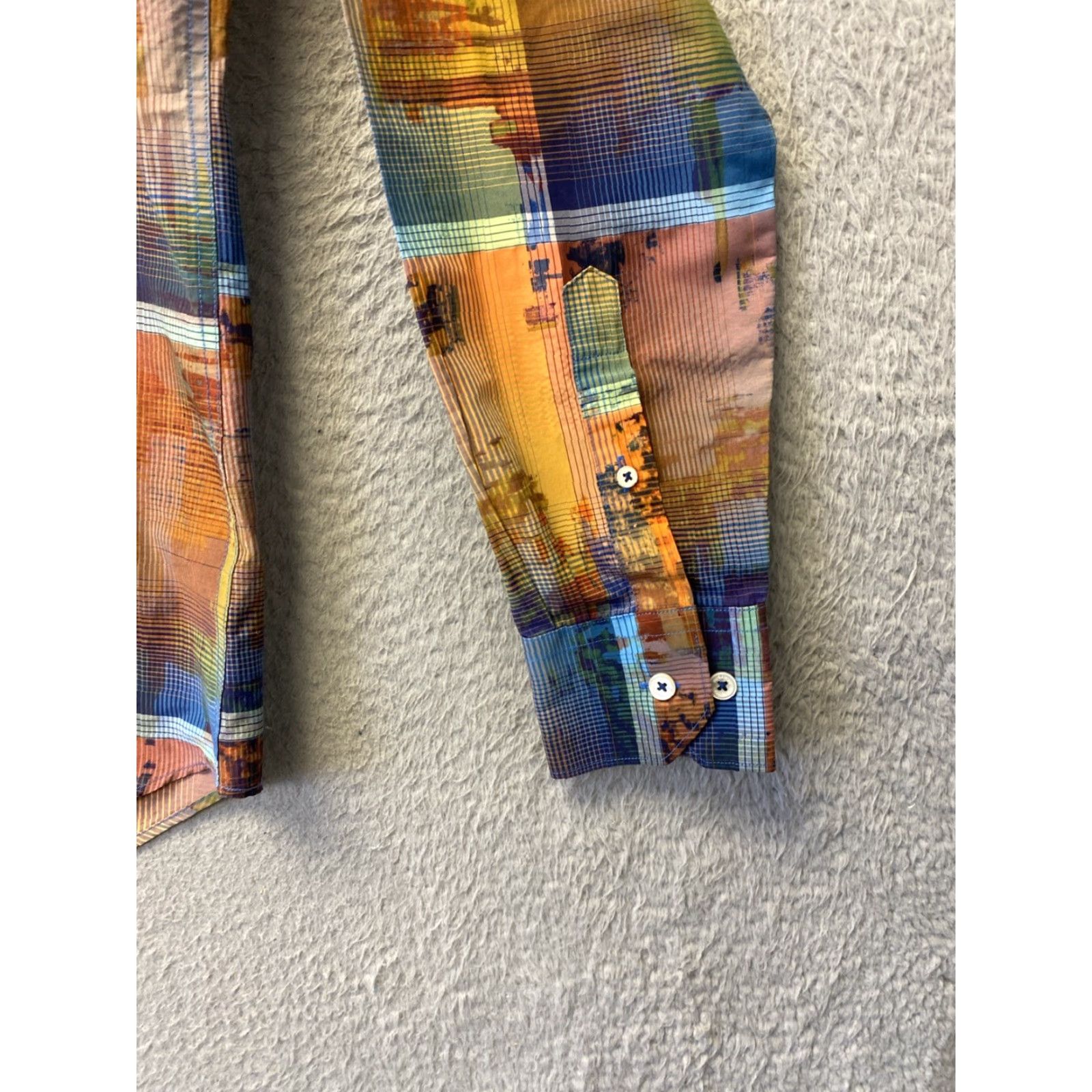 BUGATCHI Bugatchi Mens Long Sleeve Shirt L Shaped Fit Or Slim M Cotton Multicolor Size US L / EU 52-54 / 3 - 2 Thumbnail