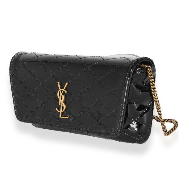 Saint Laurent Paris o1s1wg110125 Size: OS / 754051 Gaby Chain Phone Holder Black Size ONE SIZE - 3 Thumbnail