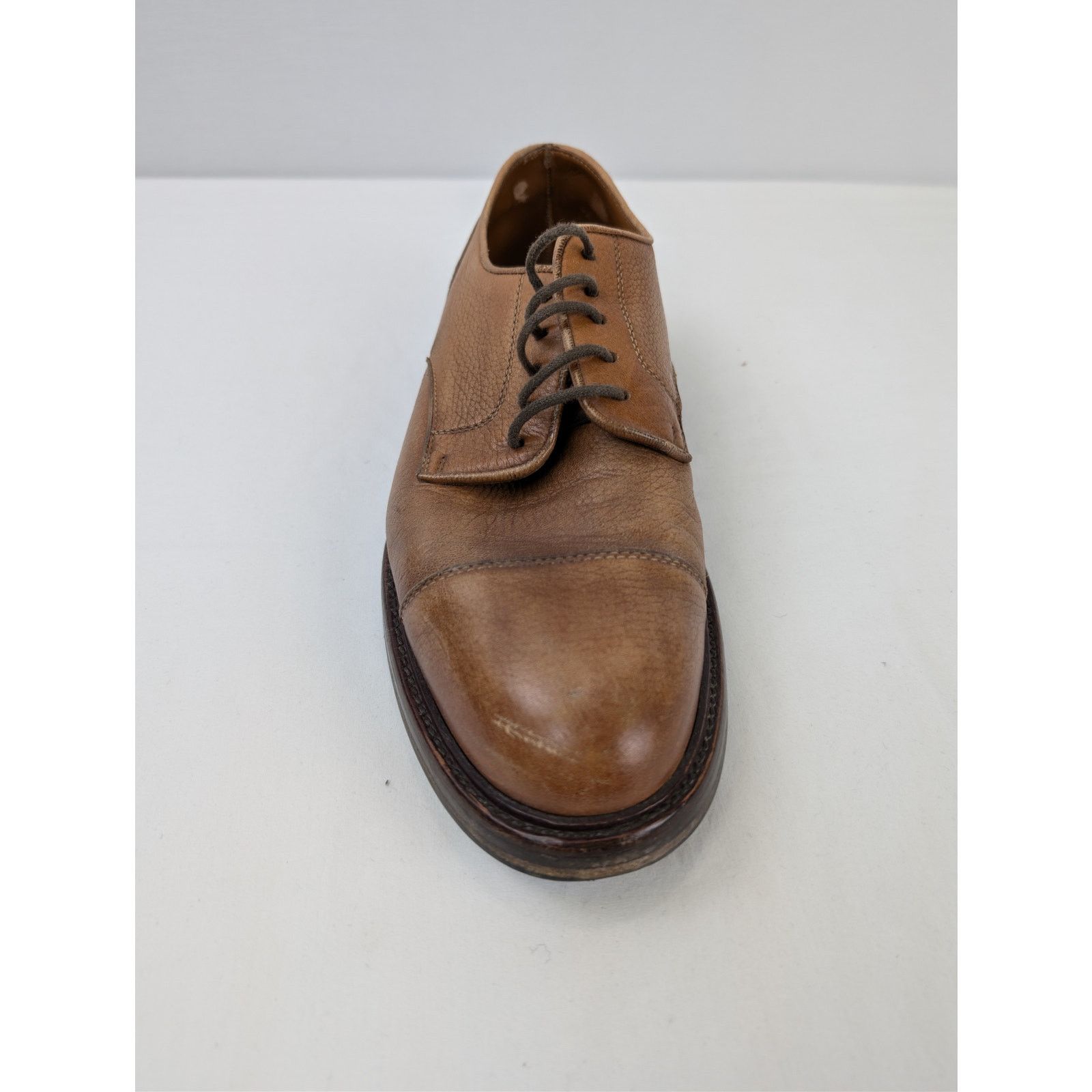 Brunello Cucinelli o1rshd1 CC20 men's brown grain leather cap-toe derby shoes Size US 10 / EU 43 - 14 Thumbnail