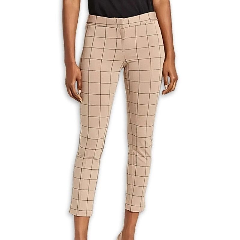 Other Amanda + Chelsea Pants Windowpane Ankle-Length Brown 14 NWOT Size 36" / US 14 / IT 50 - 1 Thumbnail