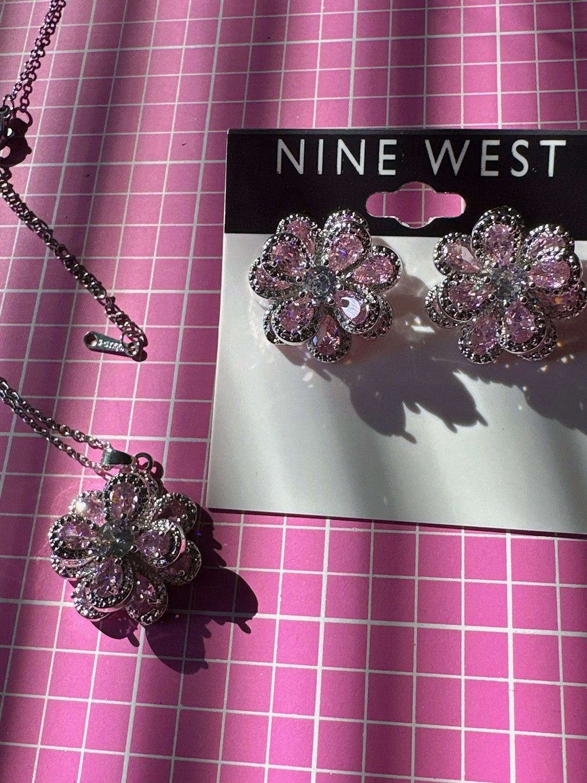 Nine West Nine West 2pc set necklace + earring silver diamonds paved Size ONE SIZE - 5 Thumbnail