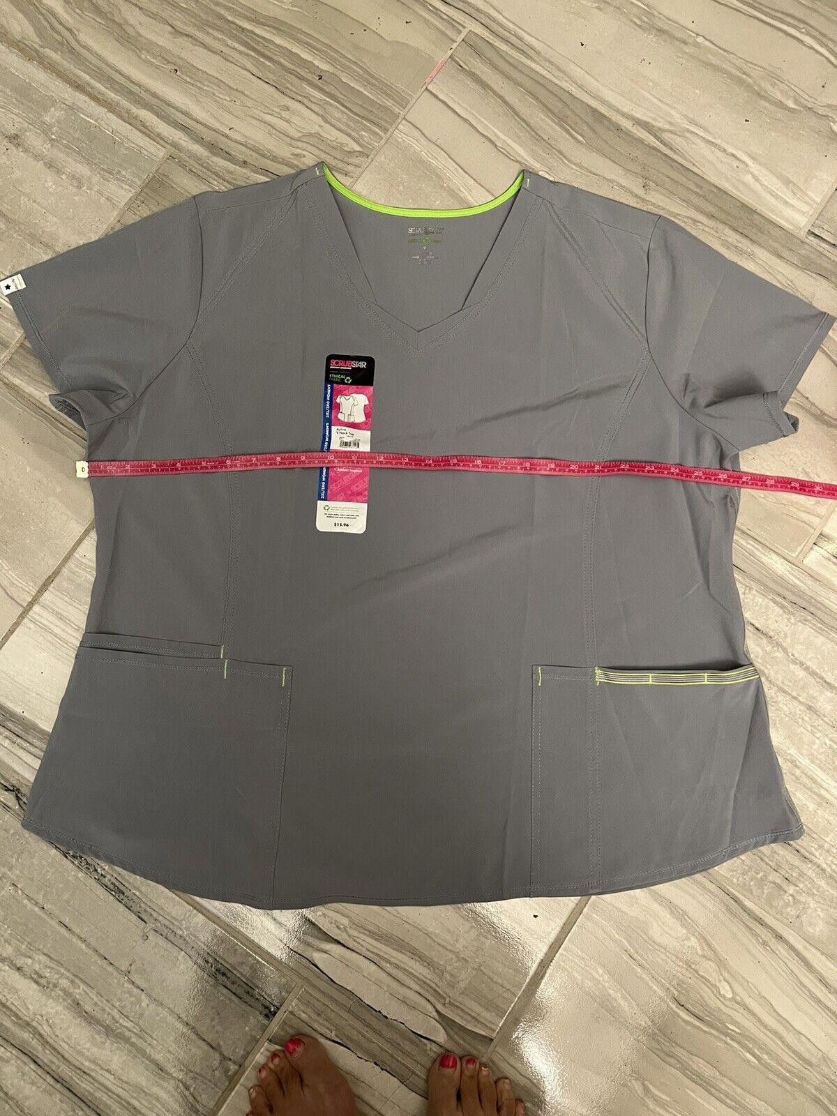 Designer Scrubstar Women's Ash Grey Contrast V-Neck Active Scrub Size ONE SIZE - 2 Thumbnail