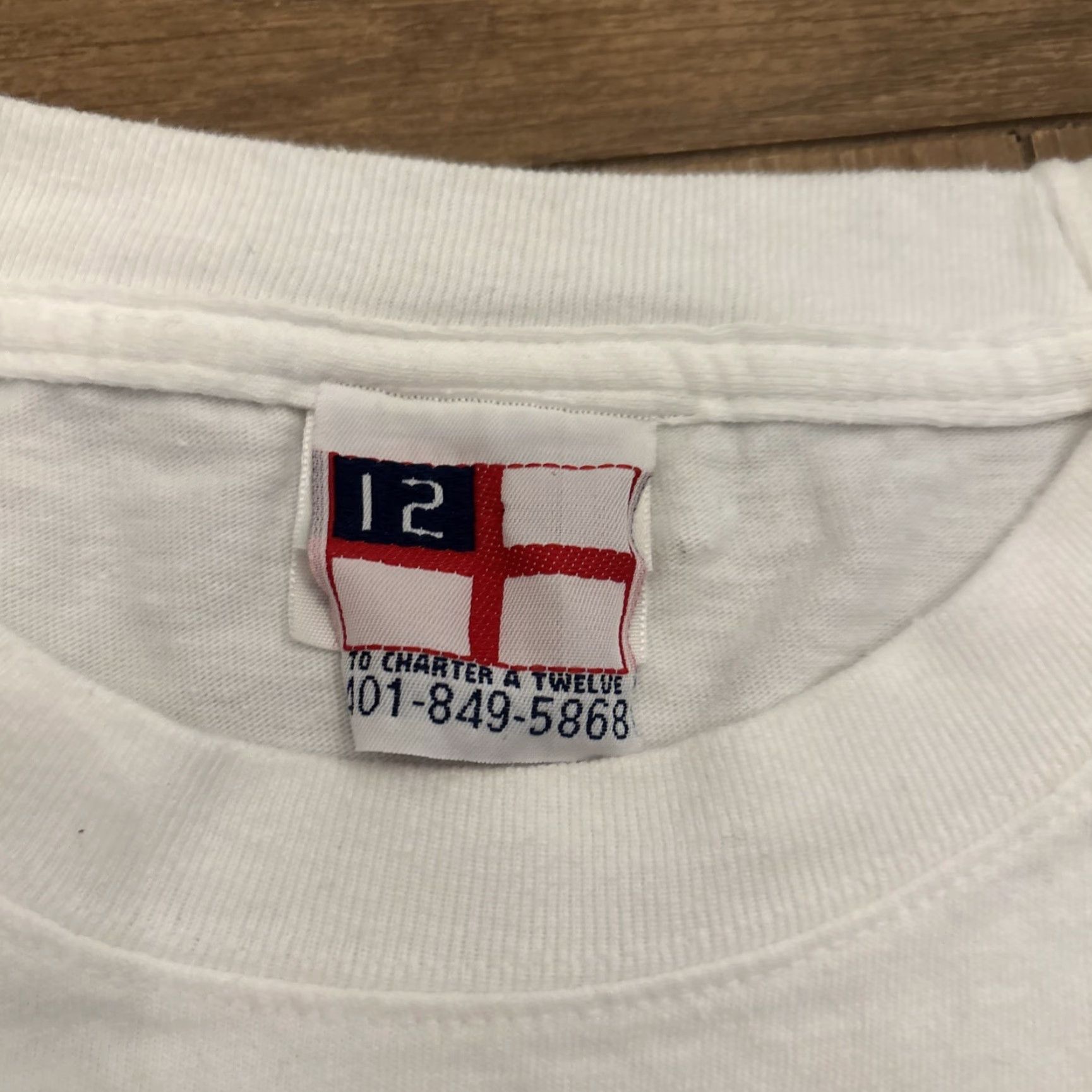 Hanes VINTAGE American Eagle 12 Meter Yacht T Shirt White Size L Men T-Shirt 90s USA Racing Hanes Size US L / EU 52-54 / 3 - 3 Thumbnail
