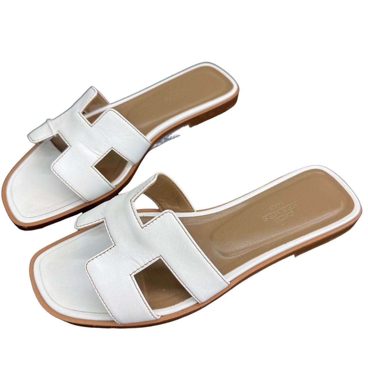 Hermes Hermes White Oran Sandals Size 37 Size US 7 / IT 37 - 1 Thumbnail
