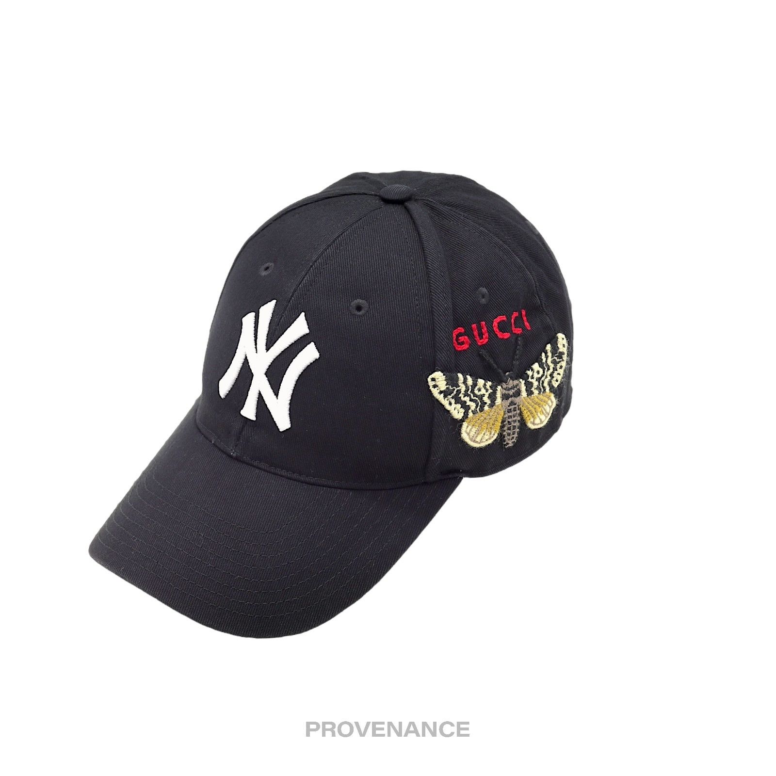 Gucci 🔴 Gucci x NY Yankees Embroidered Hat Cap - Black with Moth Size ONE SIZE - 1 Thumbnail