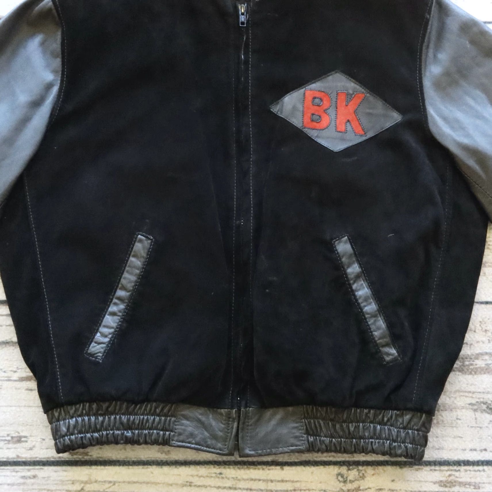 Vintage VINTAGE BK Suede Leather Varsity Jacket Men M Black Varsity Jacket BK Suede Leather Vintage M Black Men Size US M / EU 48-50 / 2 - 2 Thumbnail