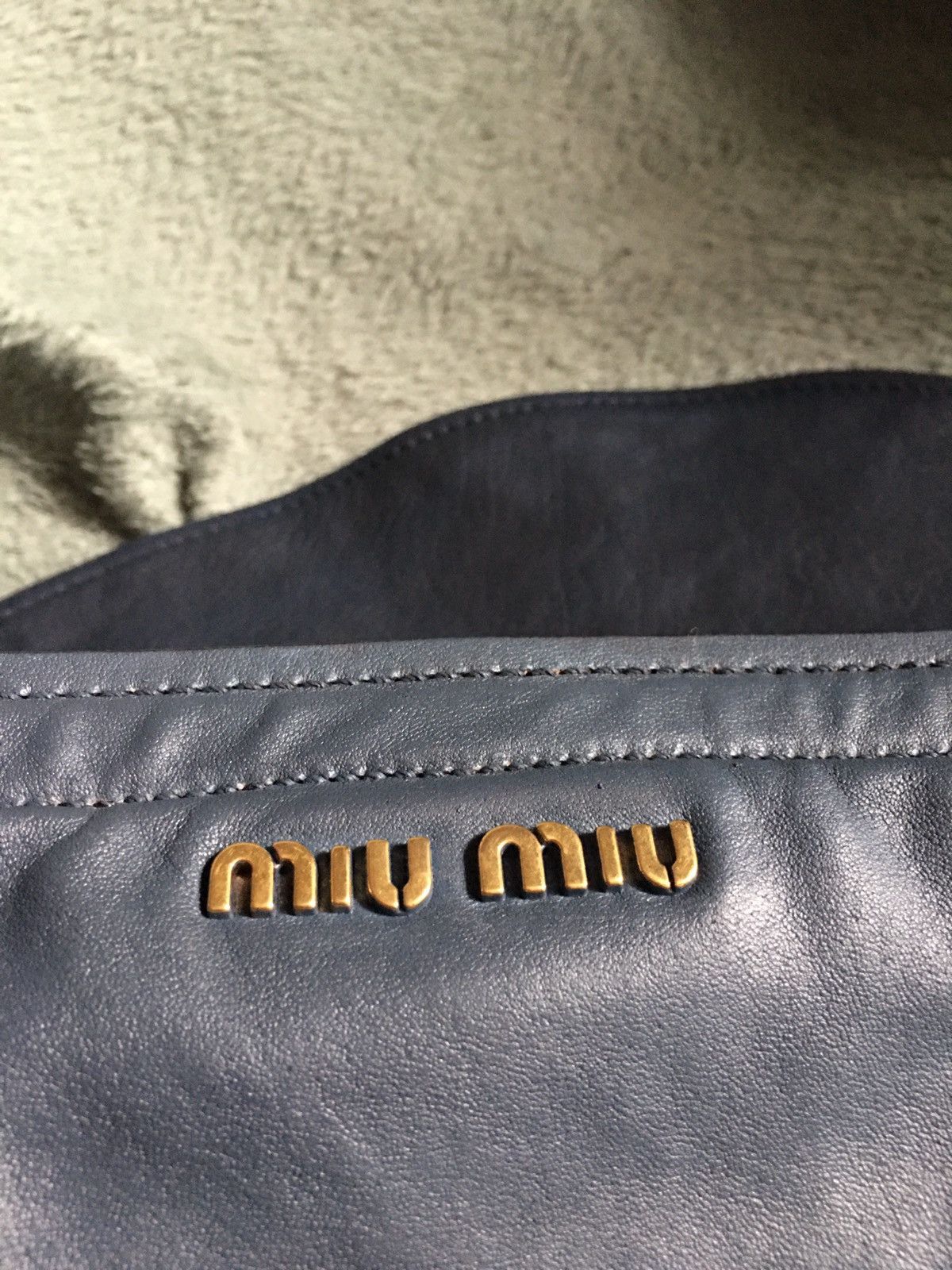 Miu Miu Miu Miu Hobo Bag Blue Grey Learher Handbag Size ONE SIZE - 7 Thumbnail