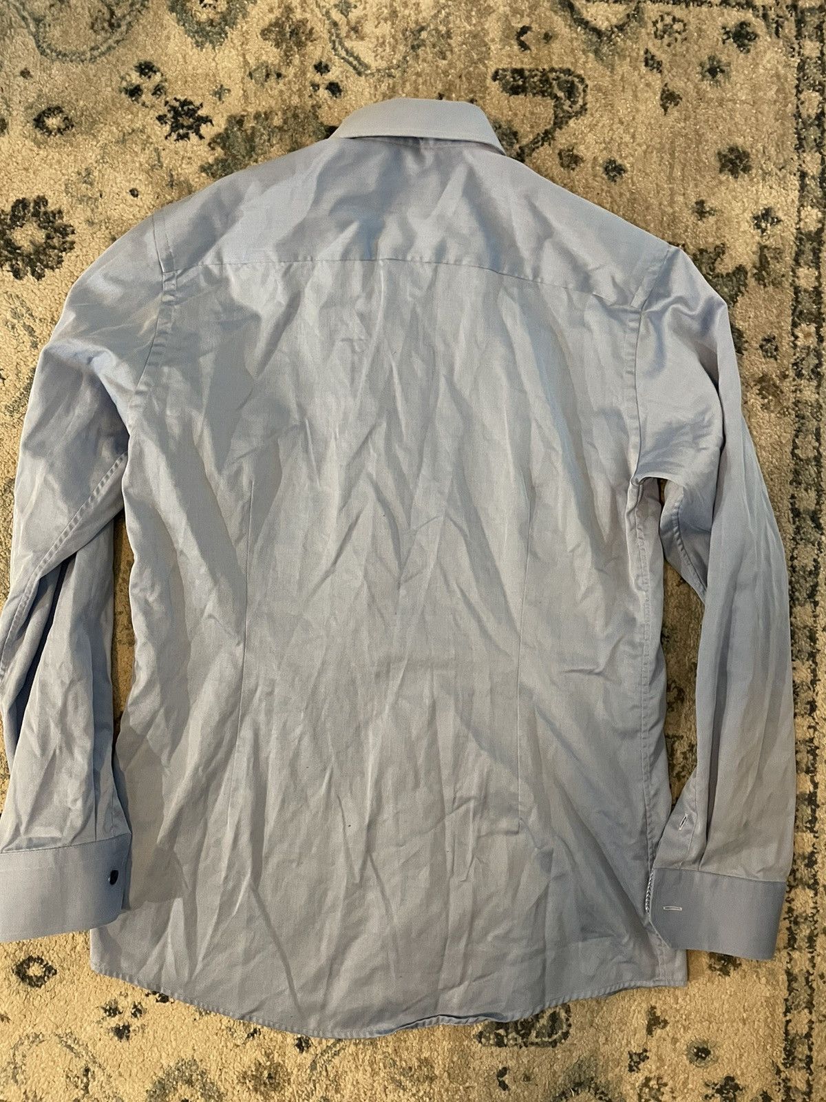 Eton Slim Fit Print Effect Blue Dress Shirt Size US L / EU 52-54 / 3 - 6 Thumbnail