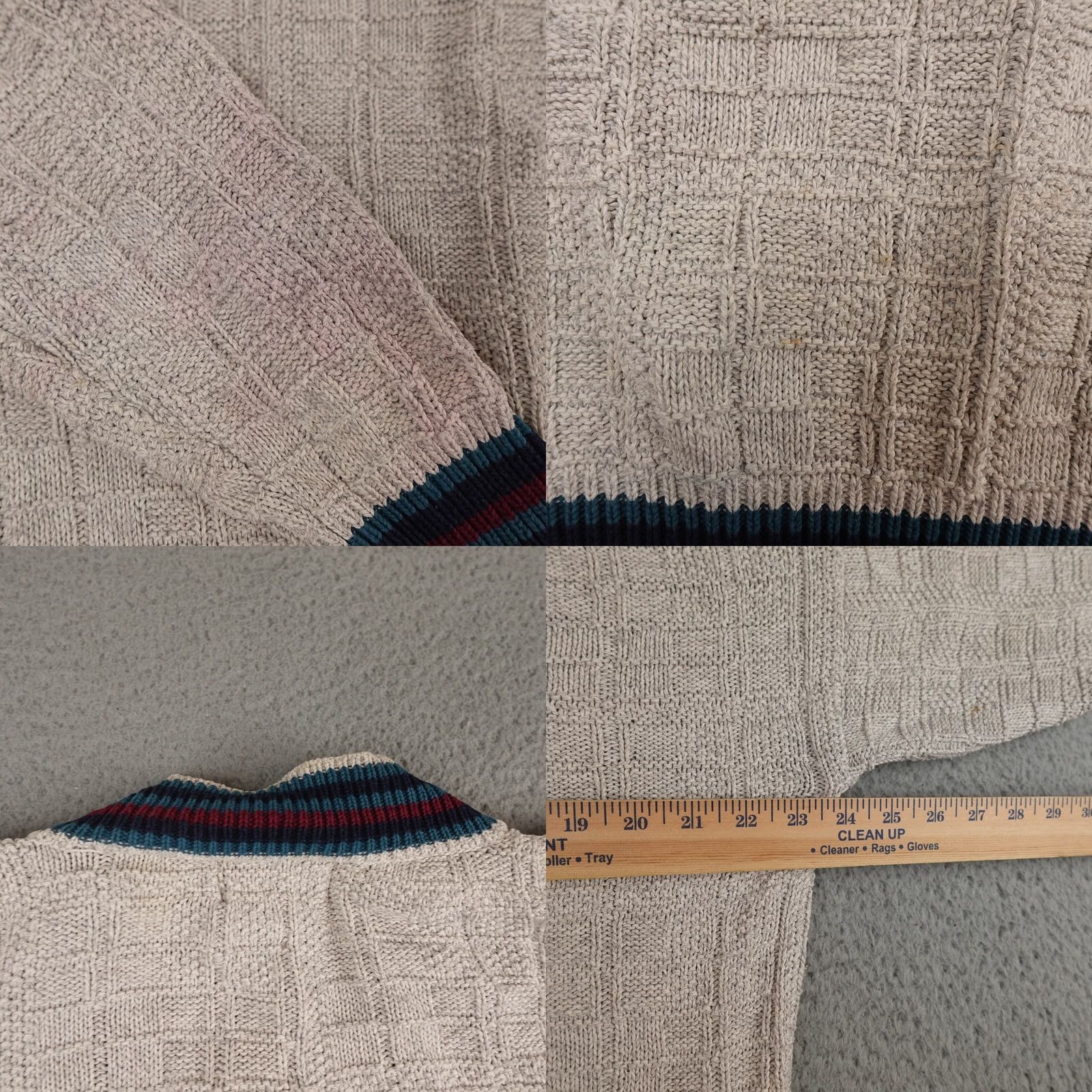 Van Heusen VINTAGE Van Heusen Sweater Mens XL Gray V-Neck Cable Knit Striped 90s Hipster Retro Size US XL / EU 56 / 4 - 9 Thumbnail