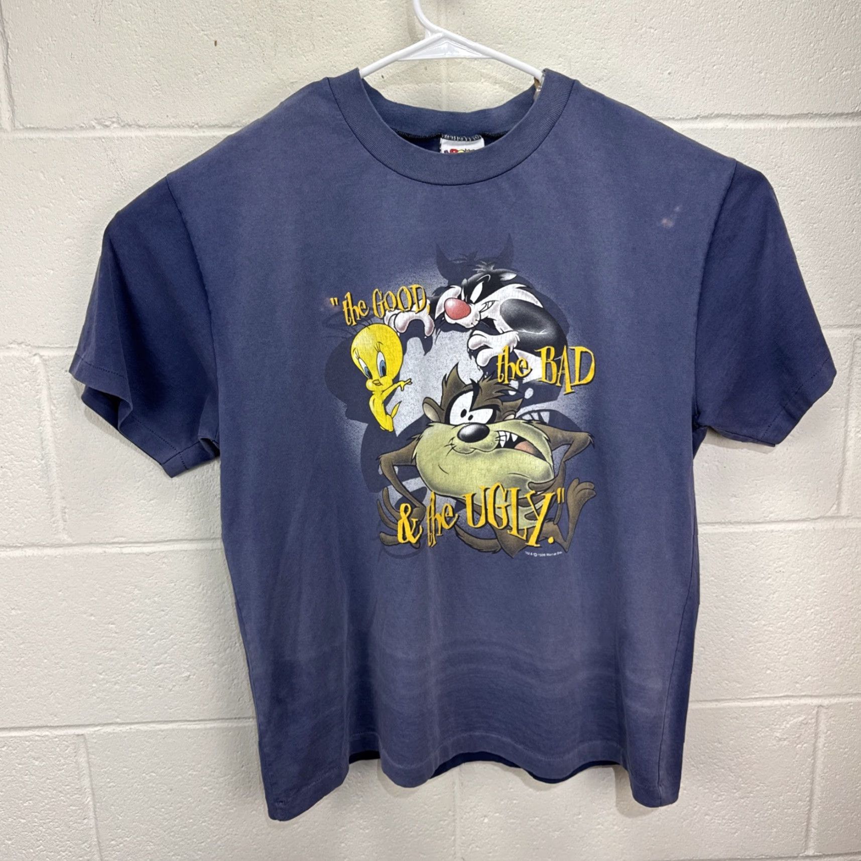 Vintage VINTAGE Looney Tunes T-Shirt 90s Long Sleeve Crew Neck Blue Large Tasmanian Devil Sylvester Tweety Mens Size US L / EU 52-54 / 3 - 2 Thumbnail