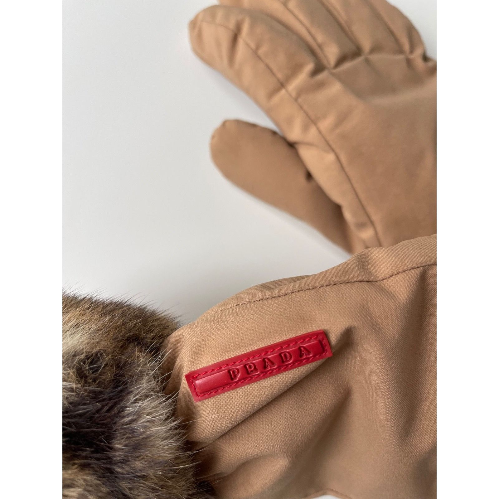 Prada Prada Fur Beige Nylon Gloves Size 8 Vintage 2000 Size ONE SIZE - 7 Thumbnail