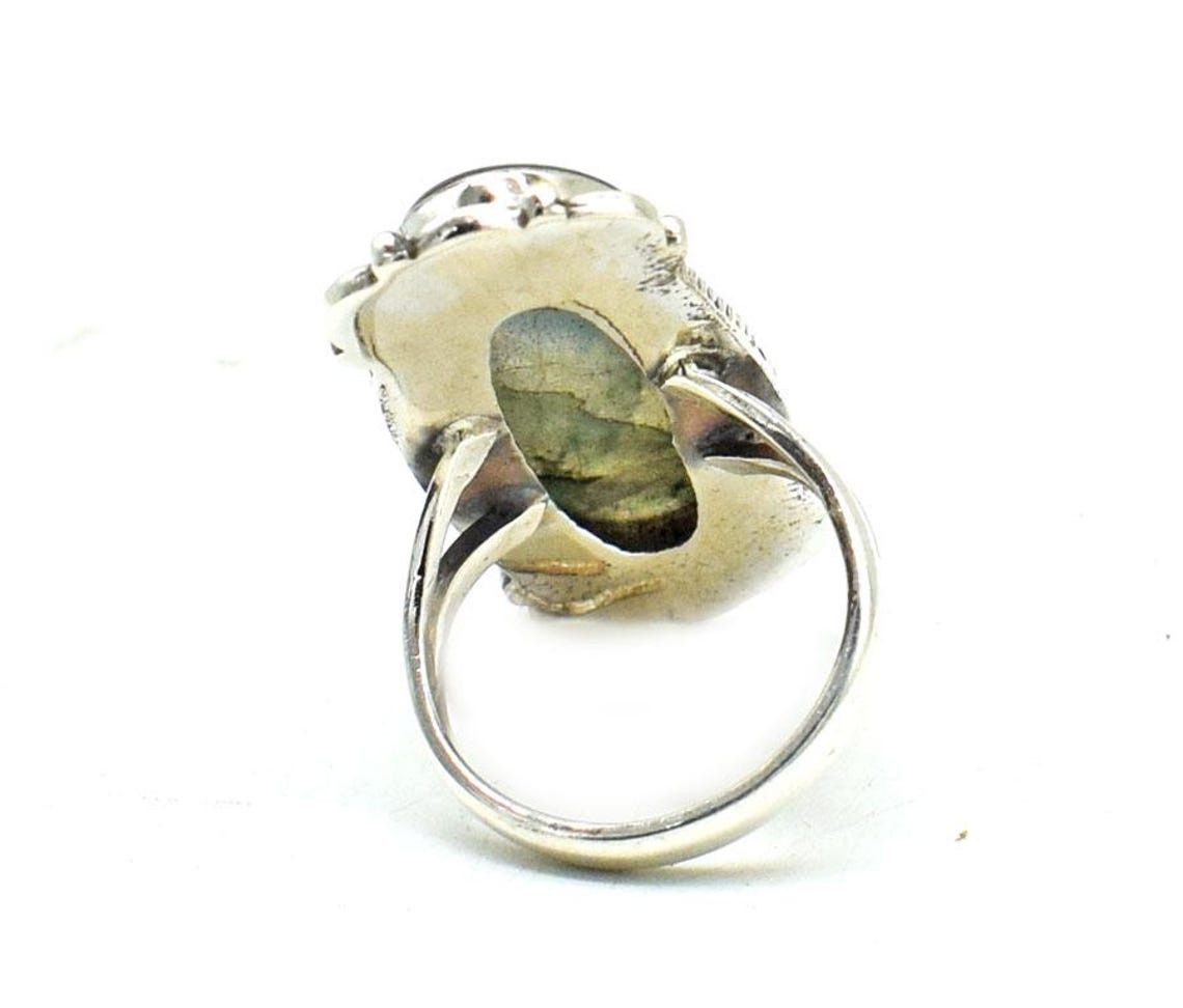 Handmade Labradorite 925 Silver Ring: Boho Design, High Polish Size ONE SIZE - 5 Thumbnail