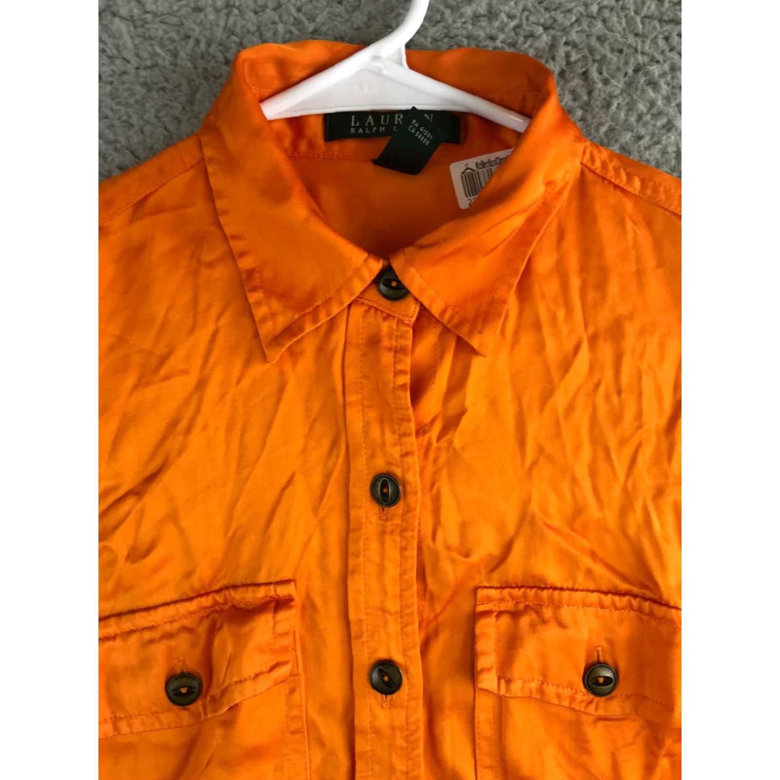 Ralph Lauren VINTAGE Lauren Ralph Lauren Shirt Dress Women's 2 Orange Long Sleeve Collared Button Up Size XS / US 0-2 / IT 36-38 - 4 Thumbnail