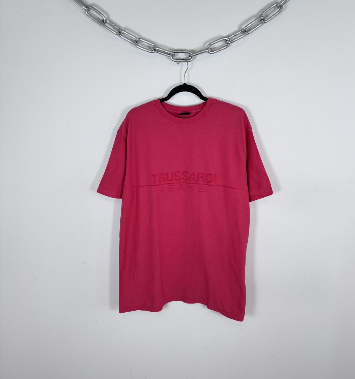 Trussardi Trussardi Jeans Men’s Red Big Plush Logo T-Shirt Tee Size US XL / EU 56 / 4 - 1 Thumbnail