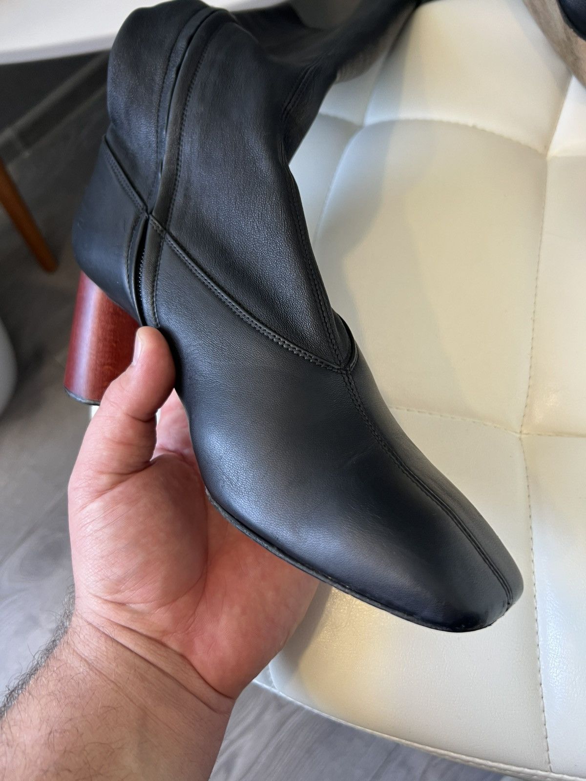 Helmut Lang Helmut Lang Black Leather Knee-High Boots Block Heel Size 39 Size US 9 / IT 39 - 9 Thumbnail