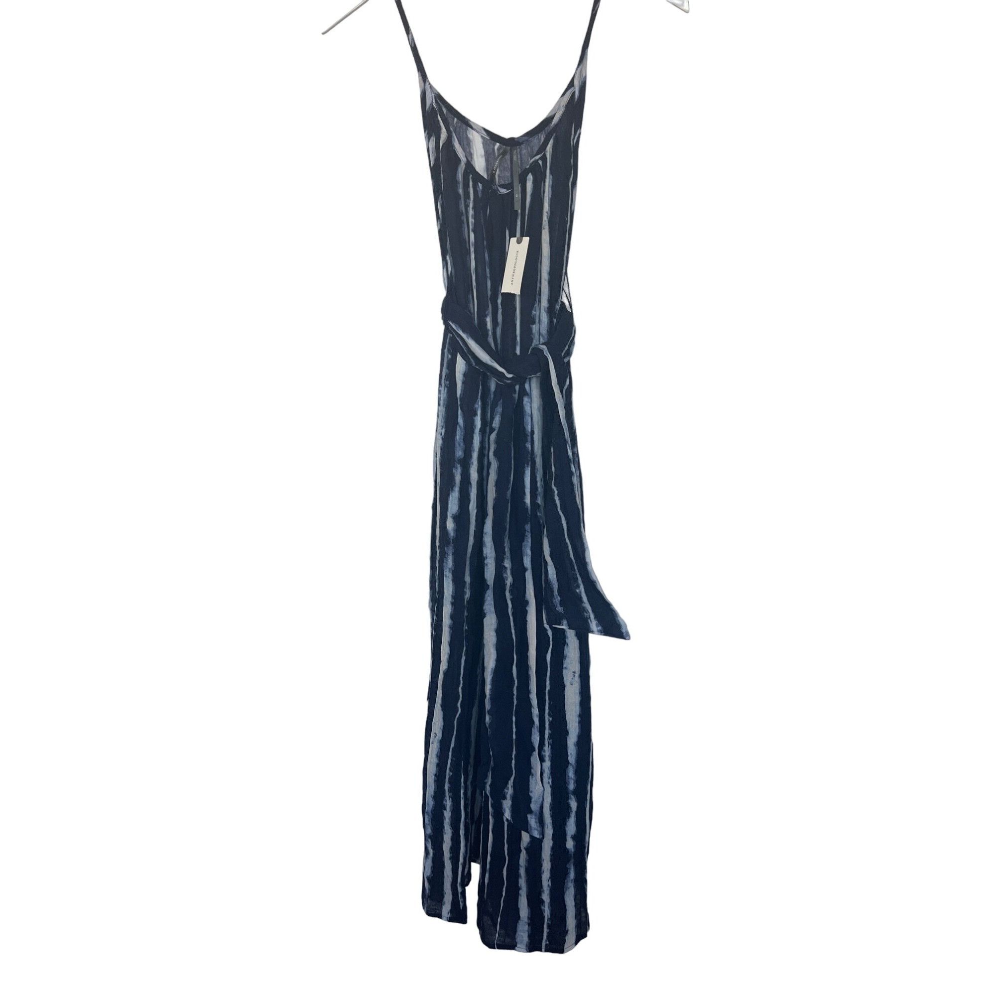 Anthropologie Anthropologie Navy Tie-Dye Striped Jumpsuit Tie Detail Size 26" / US 2 / IT 38 - 9 Thumbnail
