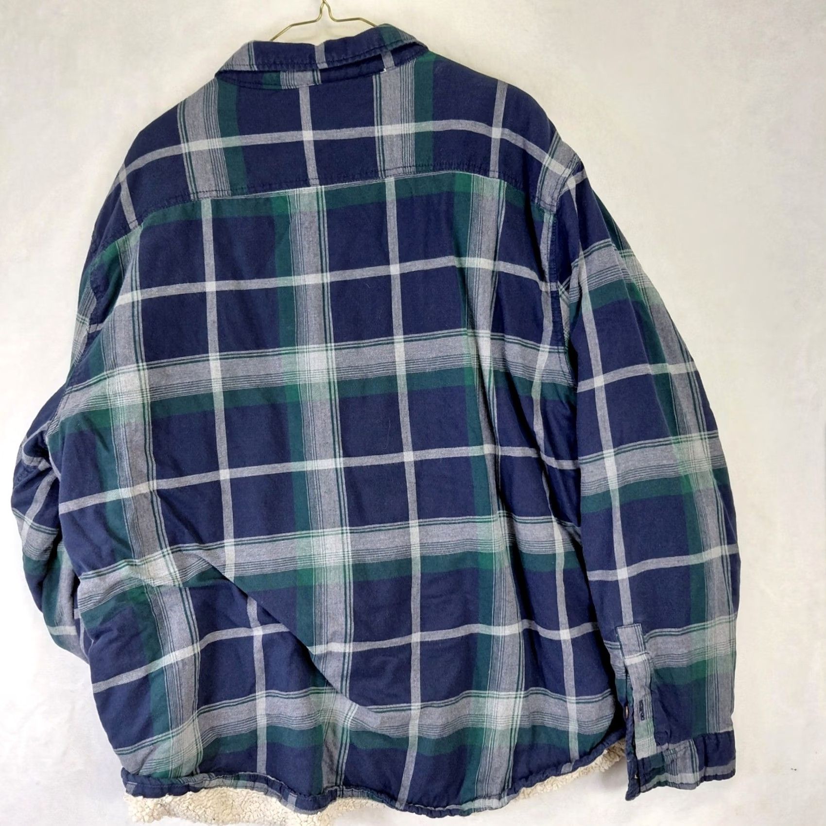 Aeropostale Aeropostale Mens 2XL Plaid Flannel Shirt Sherpa Lined Navy Blue Green Button Up Size US XXL / EU 58 / 5 - 6 Thumbnail
