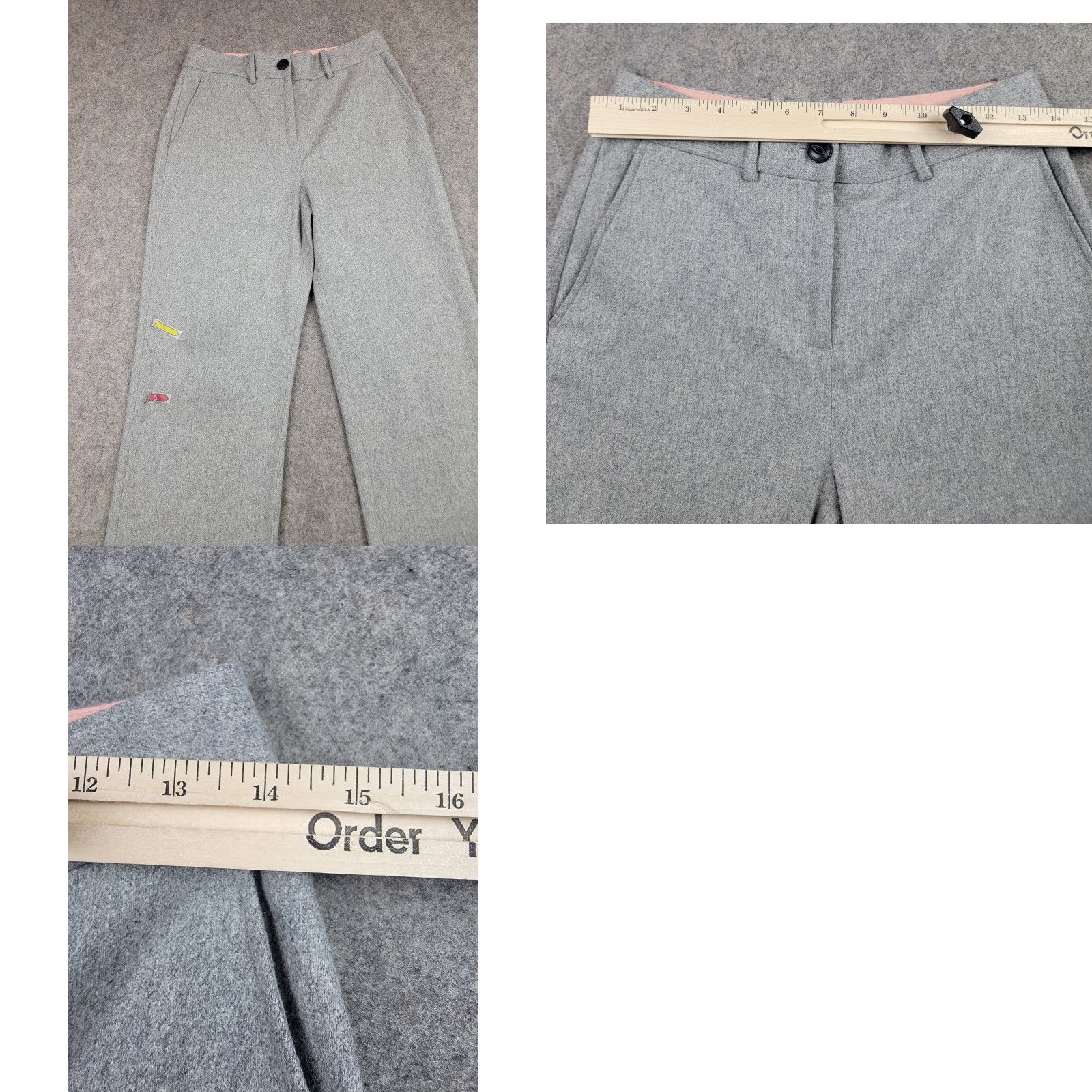 Rag & Bone Rag & Bone Pants Womens 0 Gray Wool Blend Wide-Leg Trouser Dress Work Office Size 25" / US 0 / IT 36 - 10 Thumbnail