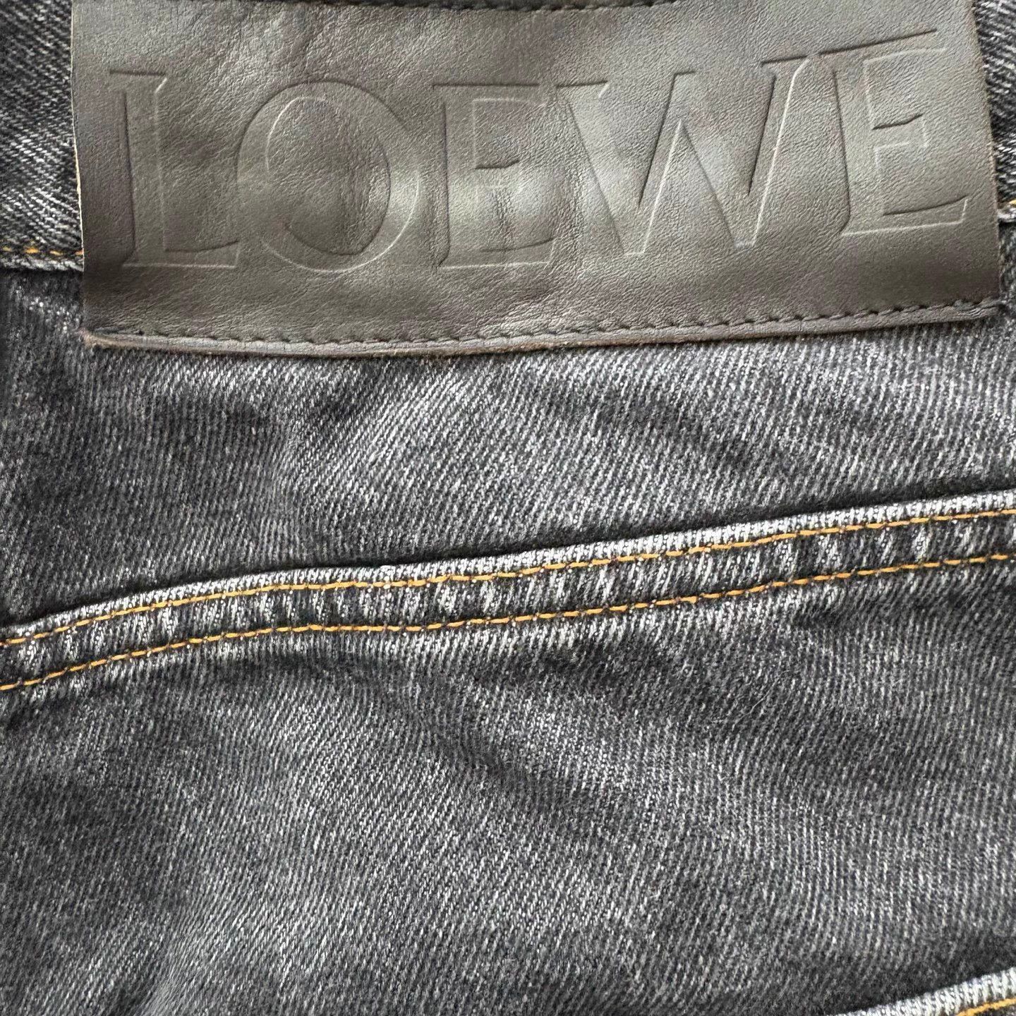 Loewe LOEWE Washed Leather Logo Raw Hem Jeans Men's Black Size US 28 / EU 44 - 7 Thumbnail