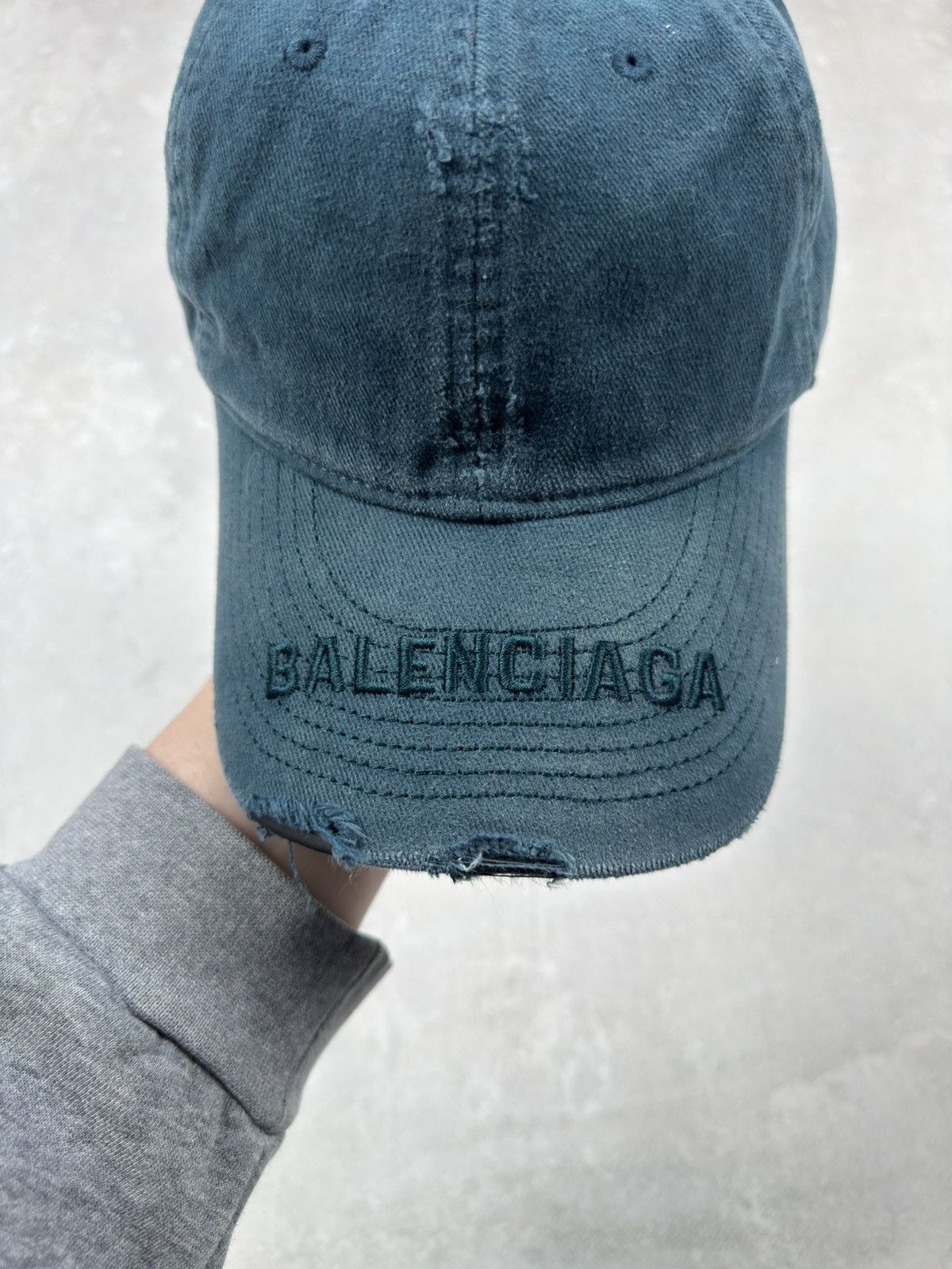 Balenciaga Balenciaga Logo Visor Distressed Blue Cap Y2k Size ONE SIZE - 9 Thumbnail