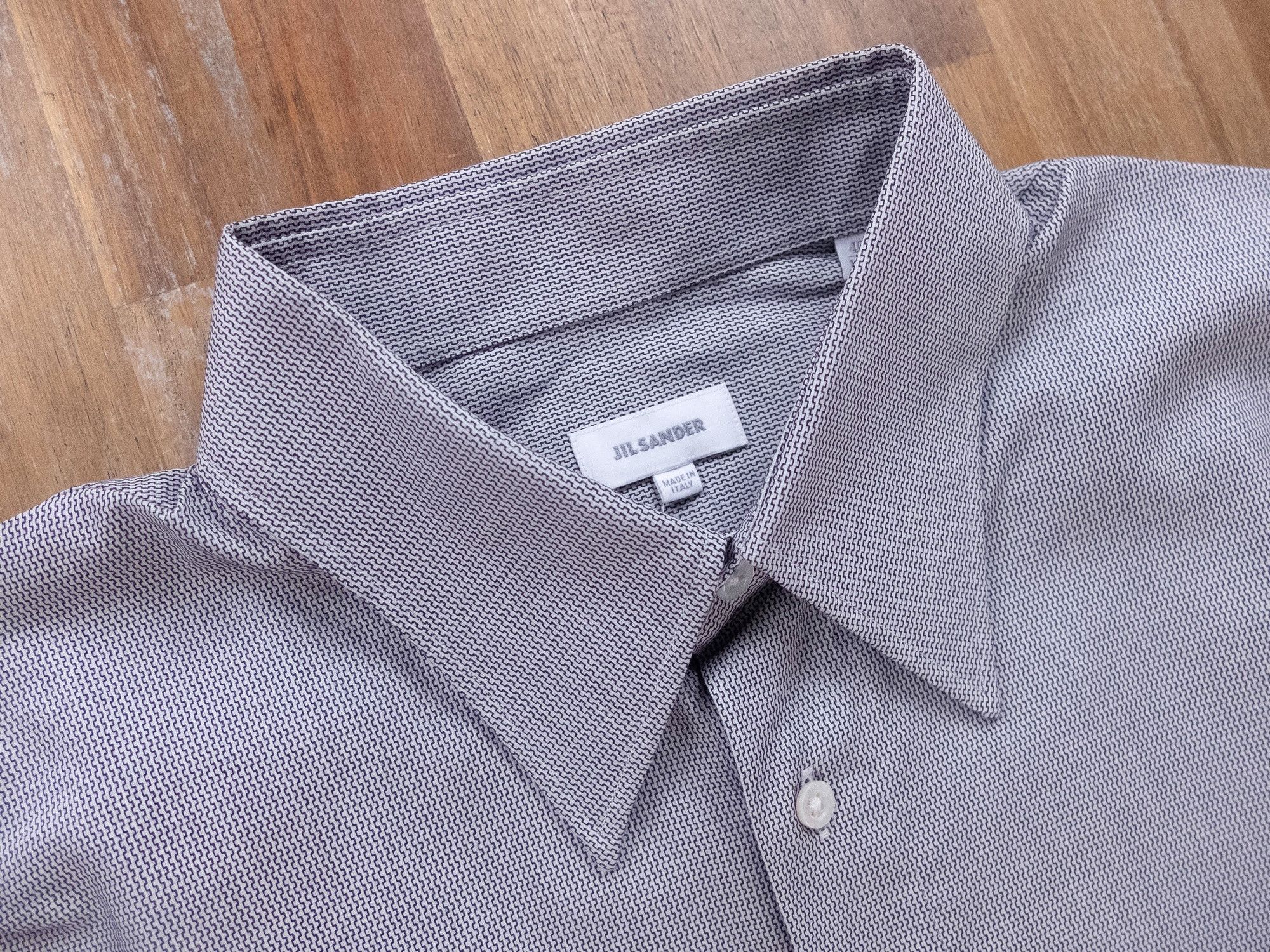 Jil Sander JIL SANDER gray slim fit micro wavy pattern shirt 40 Medium Size US M / EU 48-50 / 2 - 6 Thumbnail