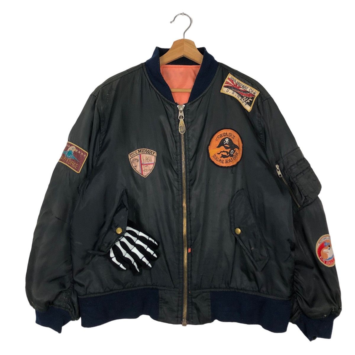 Japanese Brand 🔥90s RIOT RIOT REVERSIBLE BOMBER JACKET USS MIDWAY MILITARY Size US M / EU 48-50 / 2 - 2 Thumbnail