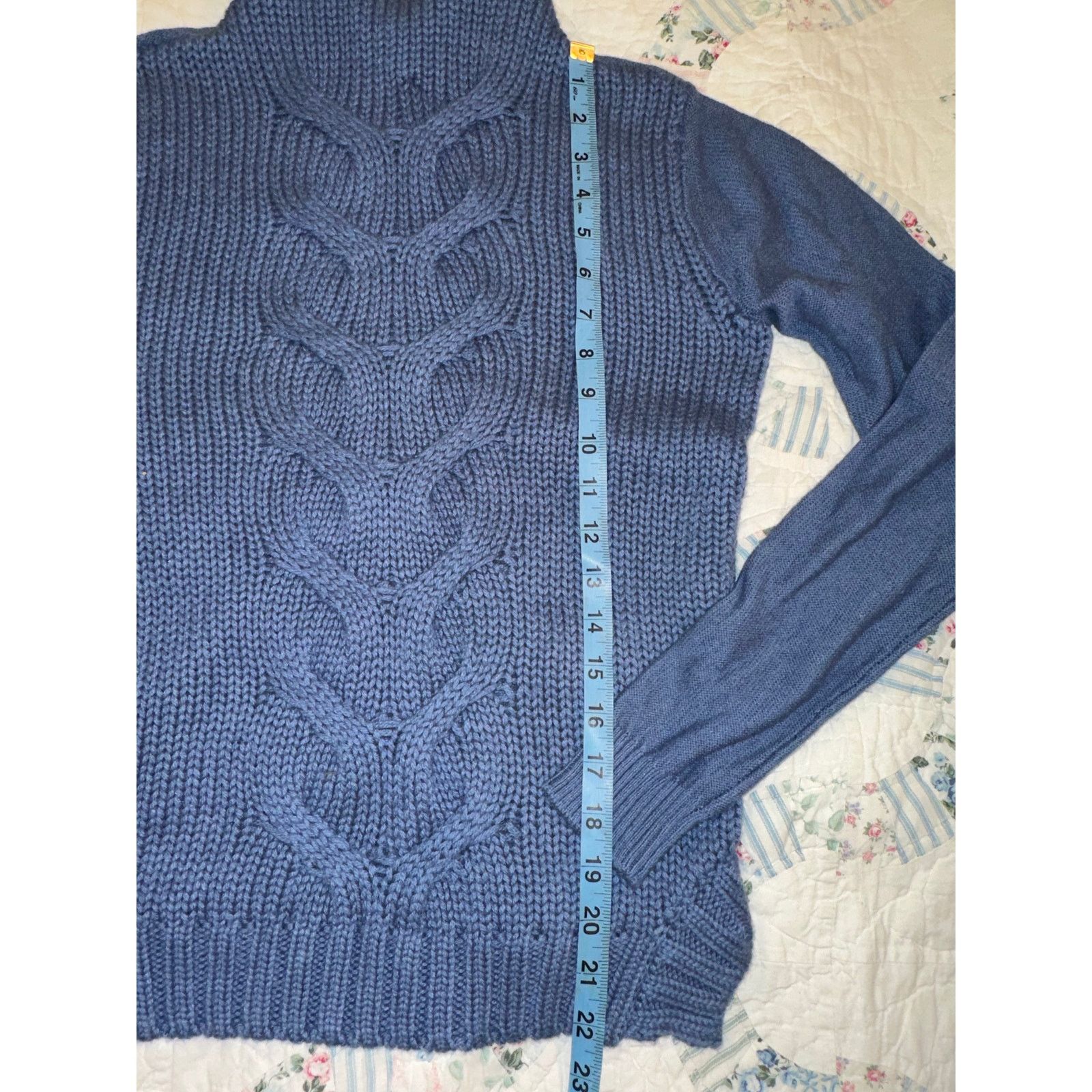 Other NEW SUPER SOFT CULLEN BLUE CABLED TURTLENECK SWEATER XS Size XS / US 0-2 / IT 36-38 - 8 Thumbnail