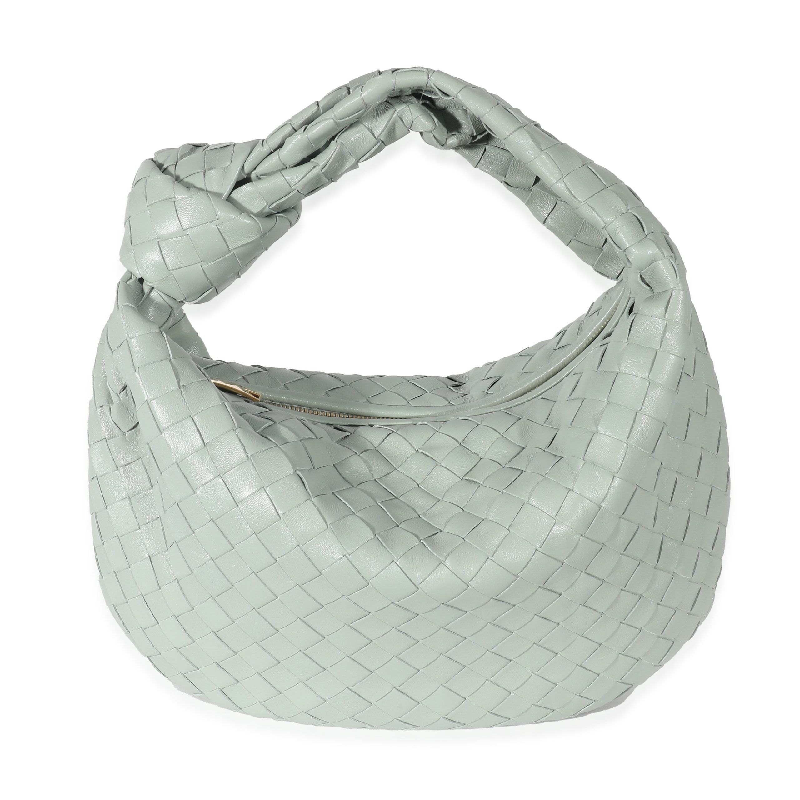 image of Bottega Veneta Sage Intrecciato Lambskin Teen Jodie in Blue, Women's