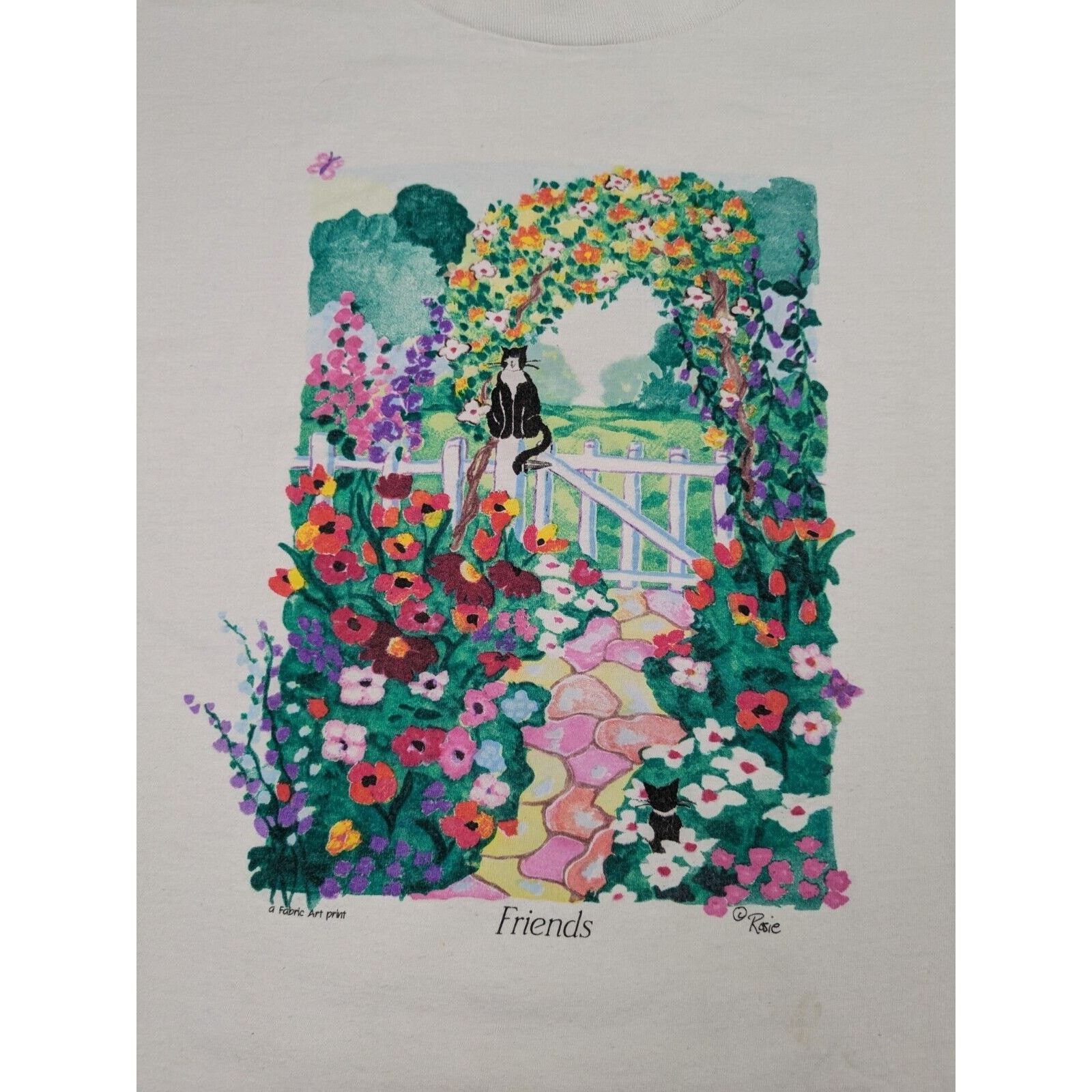 Other Vrg Fabric Art Cat Garden Floral Art T Shirt USA Rosie 90s Size US XL / EU 56 / 4 - 4 Thumbnail
