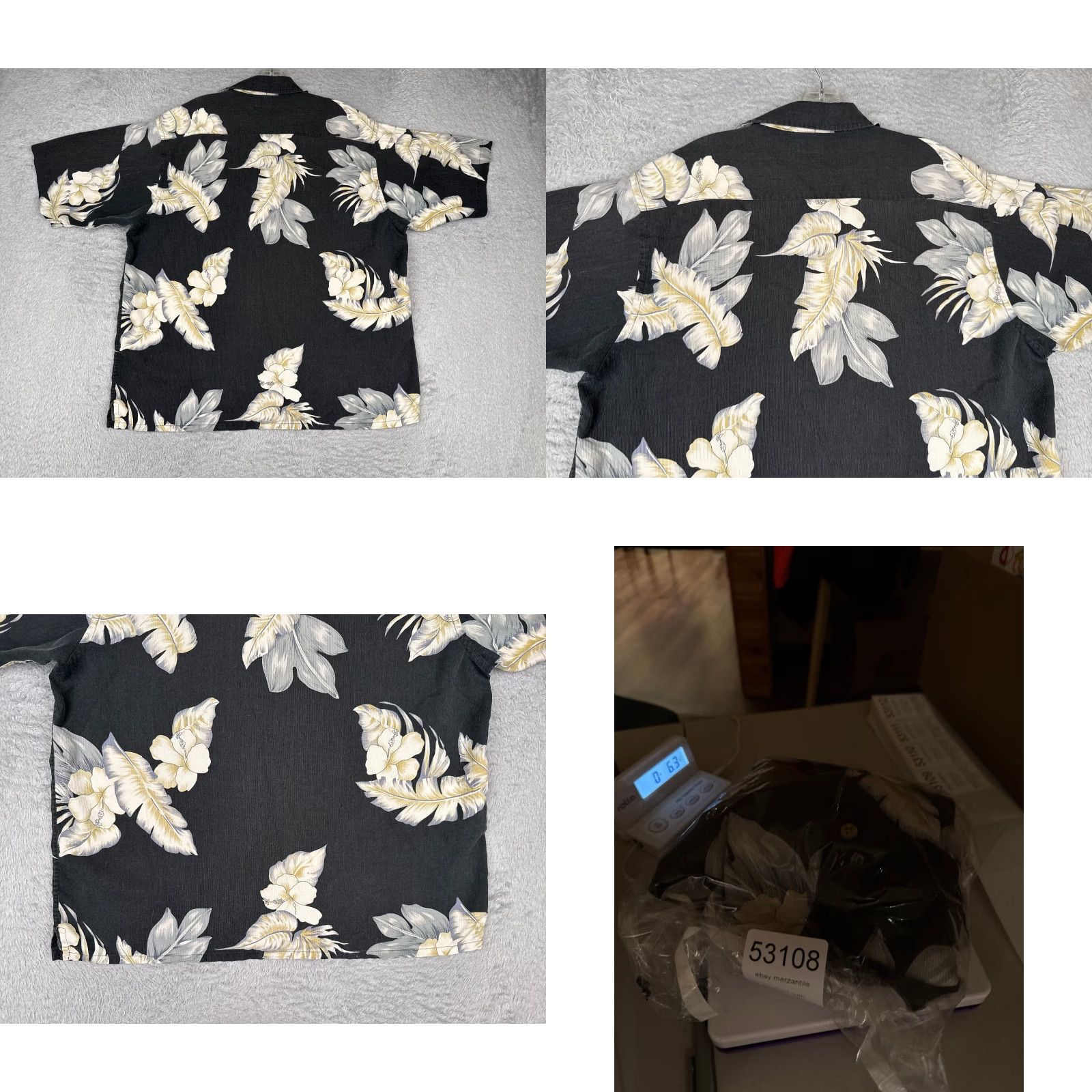 Vintage Caribbean Shirt Men Large Black Floral Silk Cotton Blend Hawaiian Button-Up Size US L / EU 52-54 / 3 - 9 Thumbnail