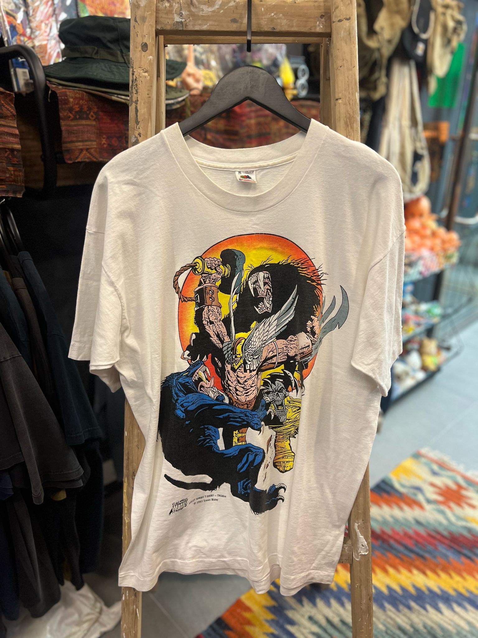 Designer × Fashion Victim × Vintage Vintage 1993 Simon Biey Marvel Comics Thor Size US XL / EU 56 / 4 - 1 Thumbnail