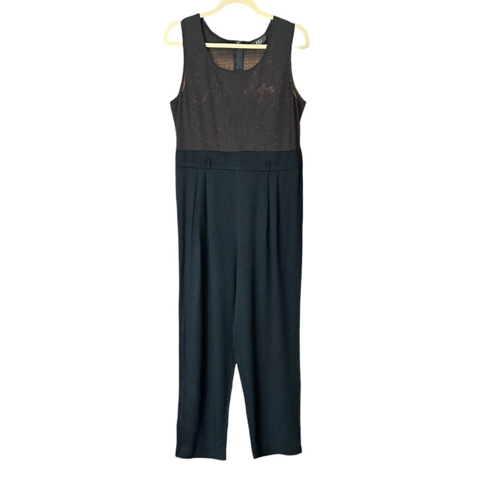 Other Vintage 90’s JSJ Petites Black Mesh Top Pleated Jumpsuit Size 28" / US 6 / IT 42 - 1 Thumbnail