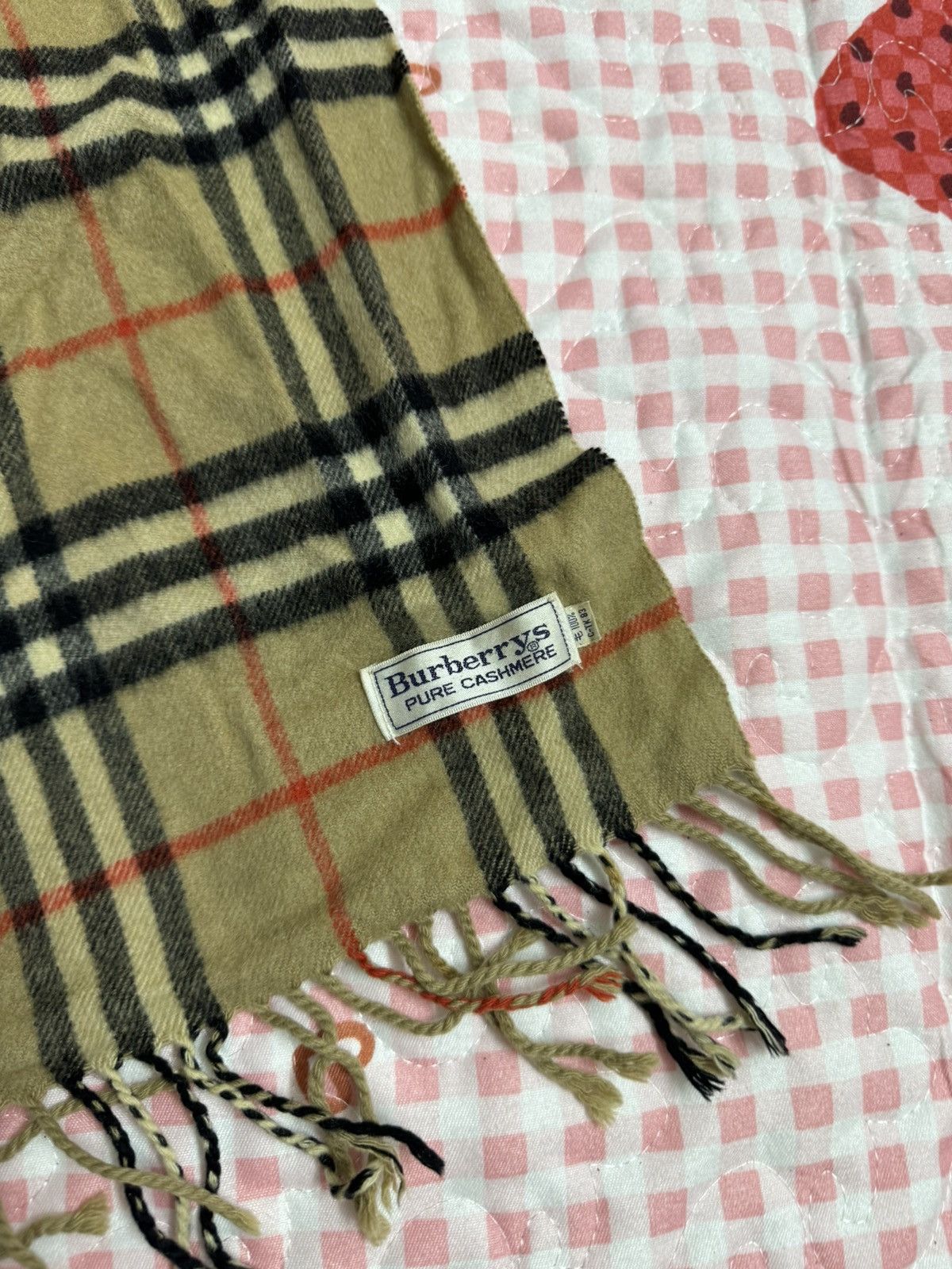 image of Burberry x Vintage Full Cashmere Nova Check Mafla in Brown, Men's