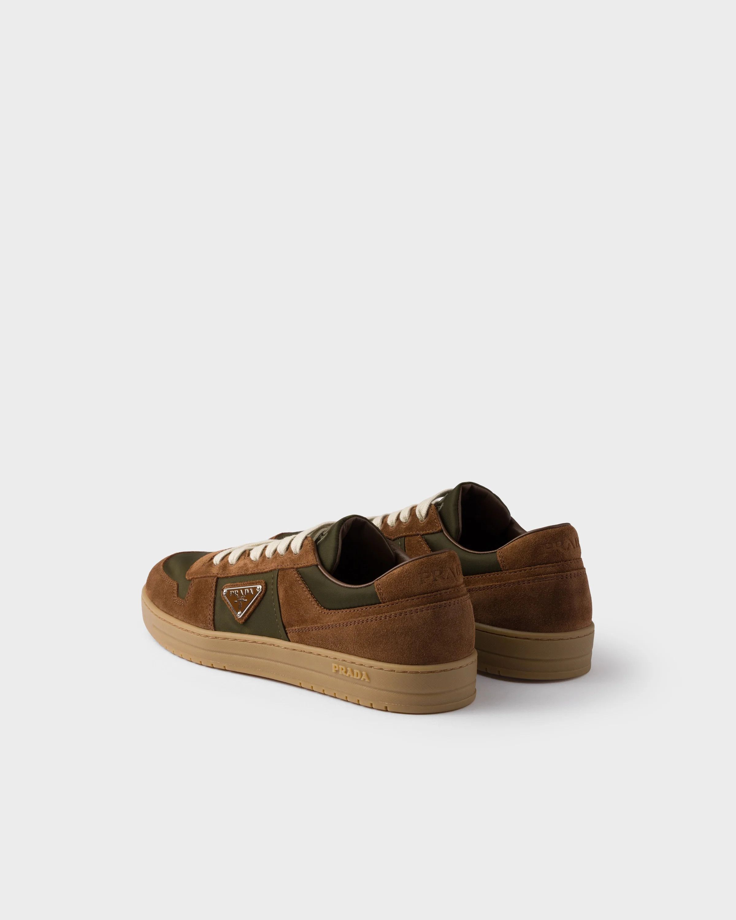 Prada o1w1db10426 Downtown Re-Nylon And Suede Sneakers Brown/Green Size US 11 / EU 44 - 4 Thumbnail
