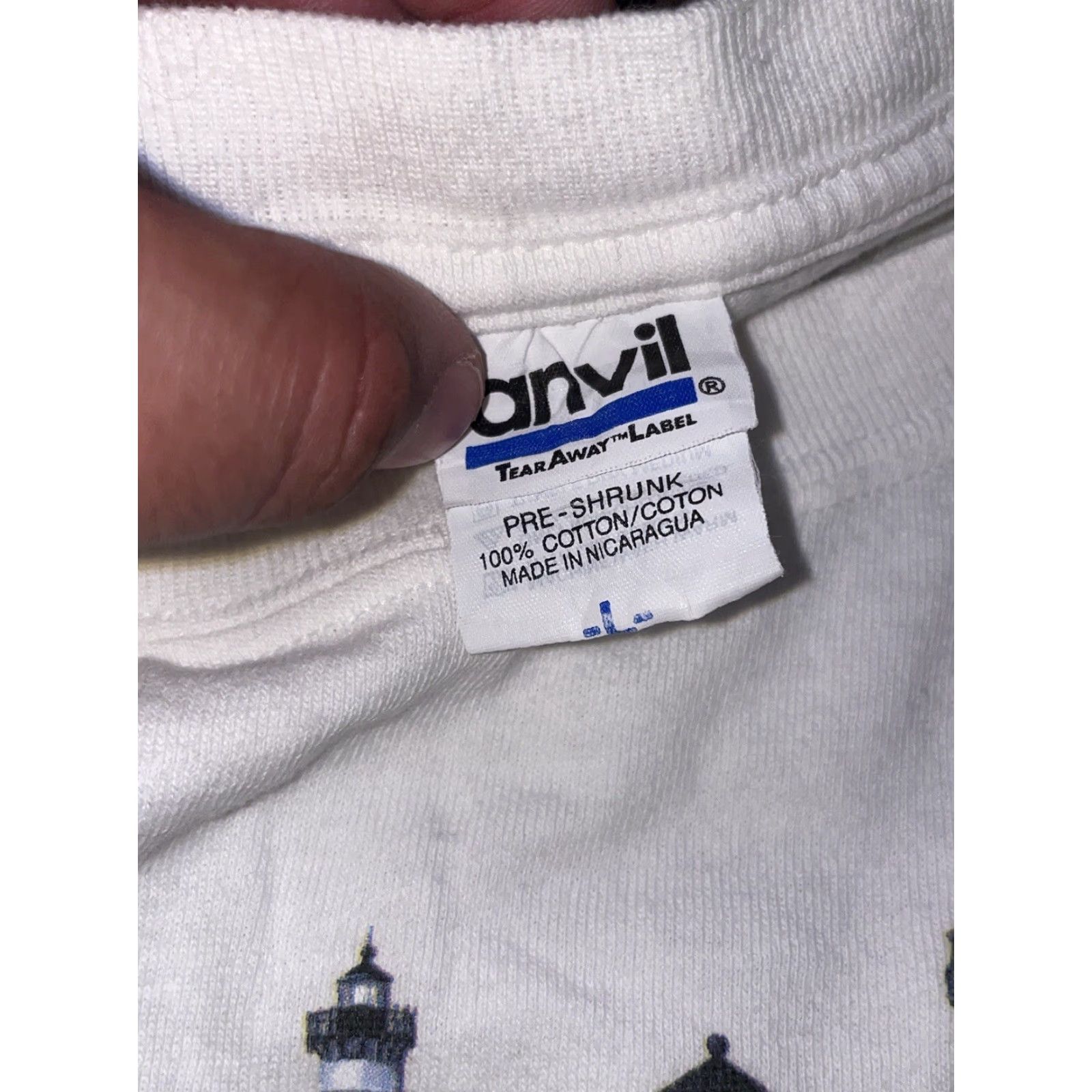 Anvil VINTAGE Anvil T-Shirt Lighthouse Blue White L Men 1988-90 Size US L / EU 52-54 / 3 - 3 Thumbnail