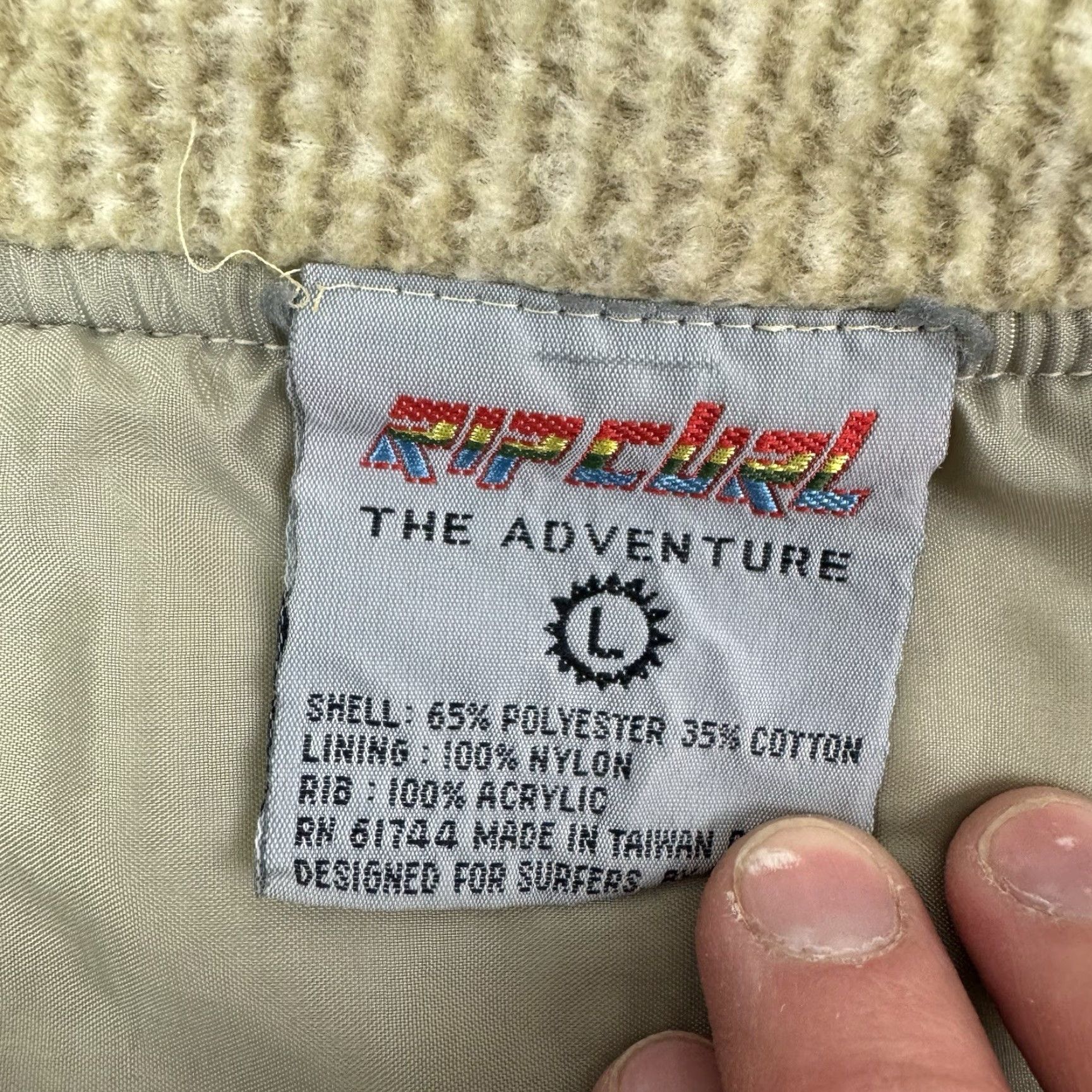 Rip Curl VINTAGE Rip Curl Fleece Quarter Zip Pullover Jacket Adult Large Striped Beige 80s Surf Mens Size US L / EU 52-54 / 3 - 4 Thumbnail