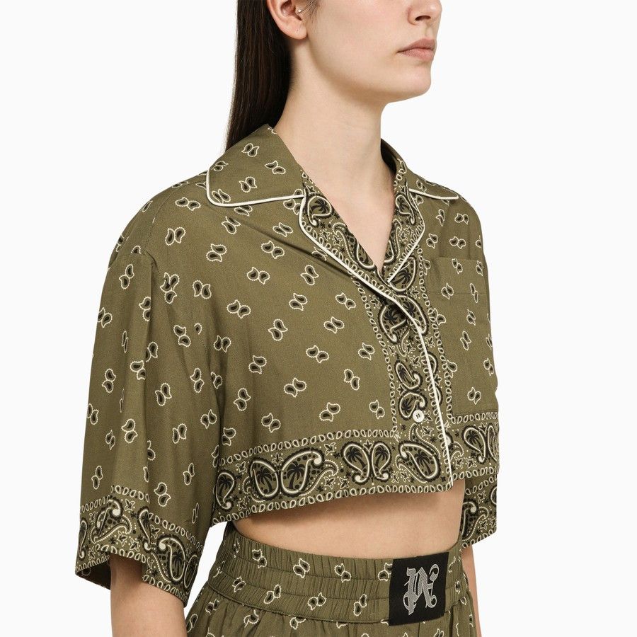 Palm Angels o1d2blof0924 Cropped Shirts In Green Size M / US 6-8 / IT 42-44 - 4 Thumbnail