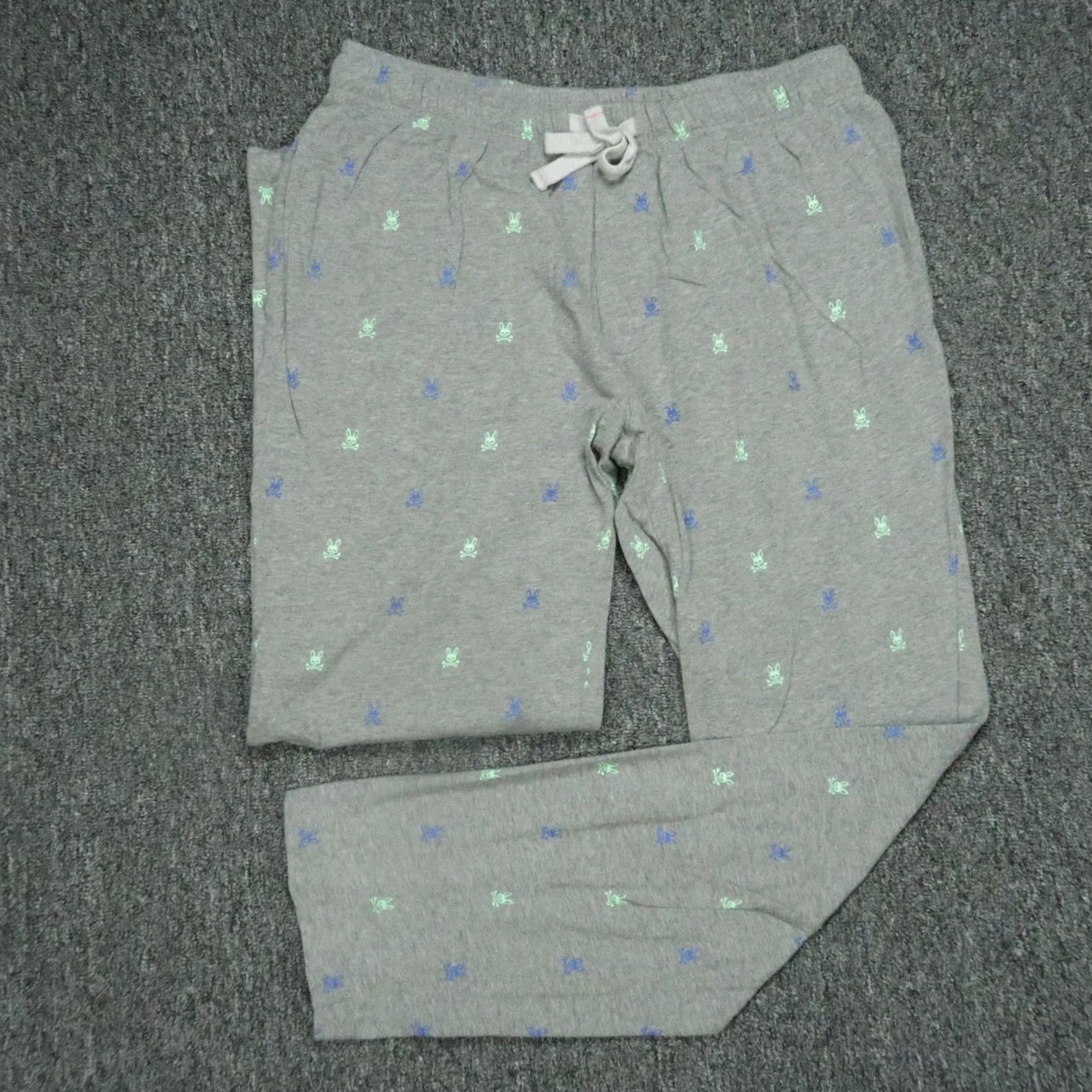 Psycho Bunny Psycho Bunny Pants Mens Medium Gray Print All Over Sleepwear Pockets Lightweight Size US 31 - 2 Thumbnail