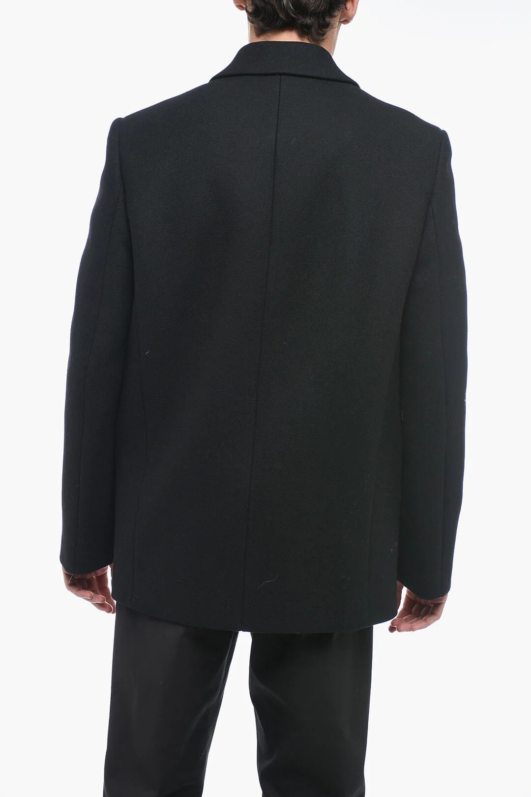 Off-White og1mm0426 Wool-Blend Double-Breasted Coat in Black Size US M / EU 48-50 / 2 - 2 Thumbnail