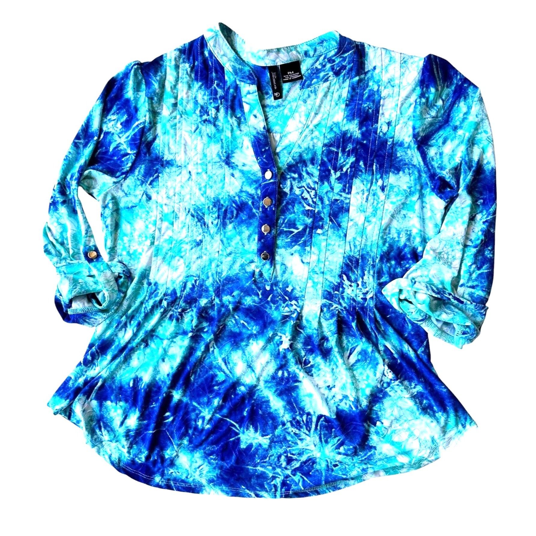 Other New Directions Tunic Top Petite Medium Blue Tie Dye Roll Size M / US 6-8 / IT 42-44 - 2 Thumbnail