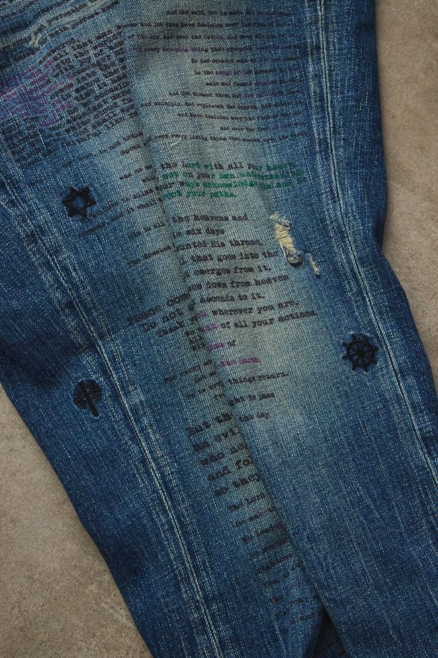 Prps PRPS "Purple Goods" Text Printed Distressed Jeans Size US 30 / EU 46 - 9 Thumbnail