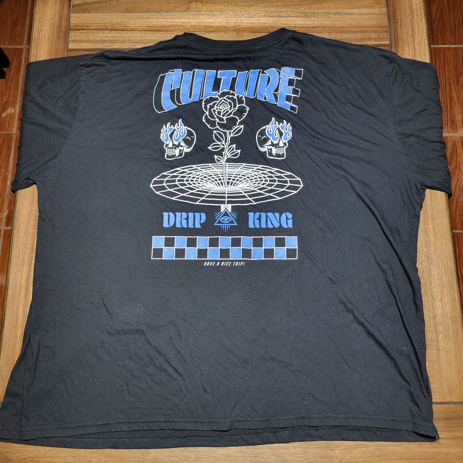 Fresh Laundry Culture Drip King Black Unisex Tee Skulls & Rose - Size 5XL Size 4XL / US 24-26 - 1 Thumbnail
