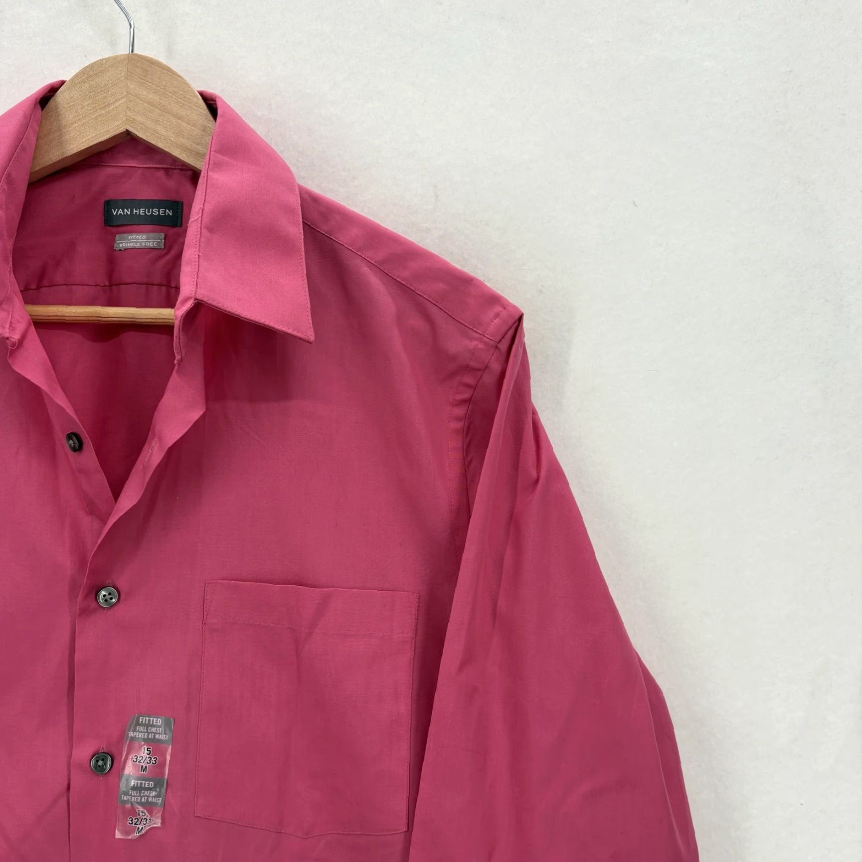Van Heusen Van Heusen Dress Shirt Mens 15 32/33 M Desert Rose Fitted Wrinkle Free NWT Size 40R - 2 Thumbnail
