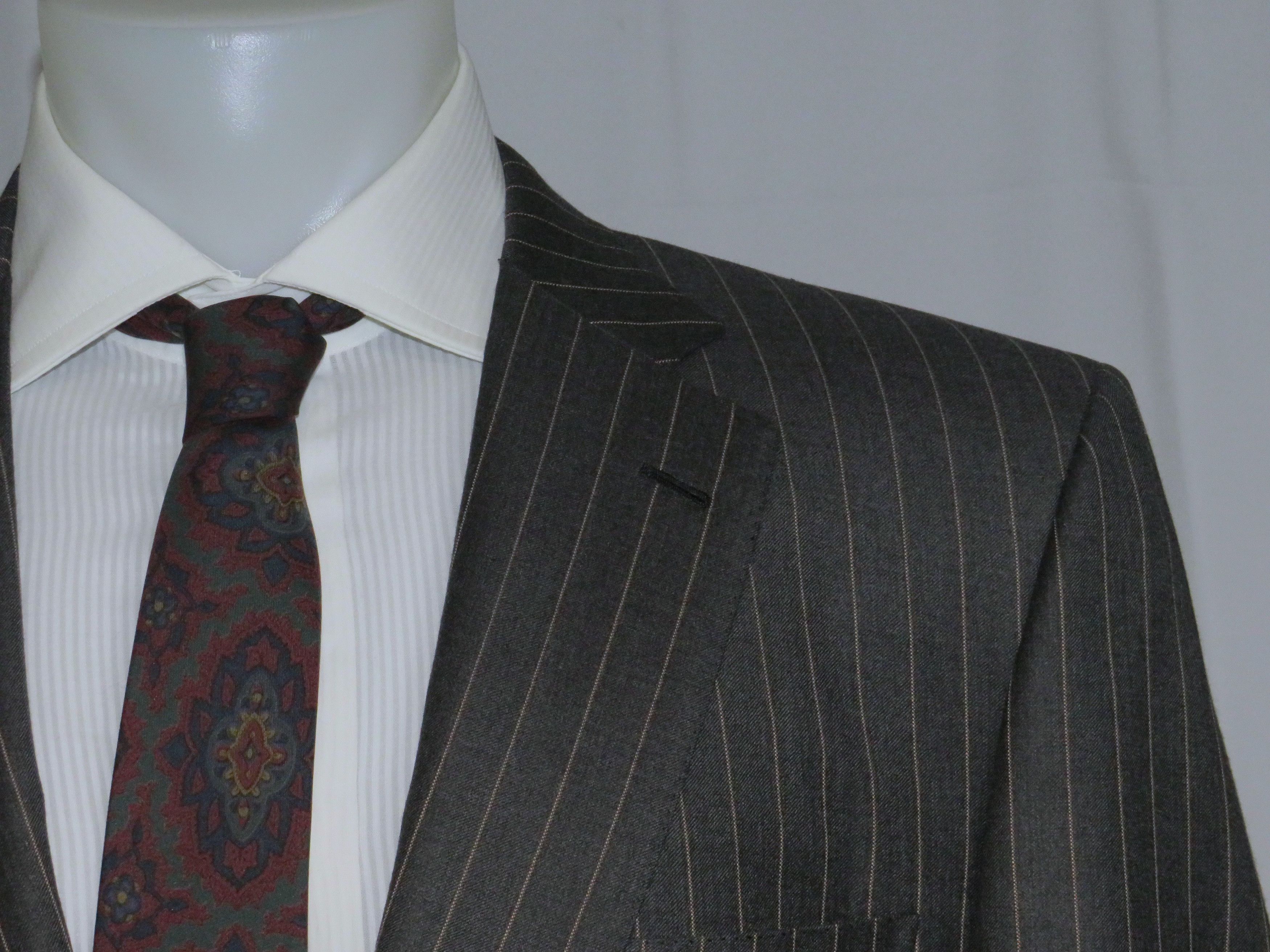 Brioni Pincio Super 150 Charcoal Stripe Two Button Suit 46L Size 46L - 7 Thumbnail