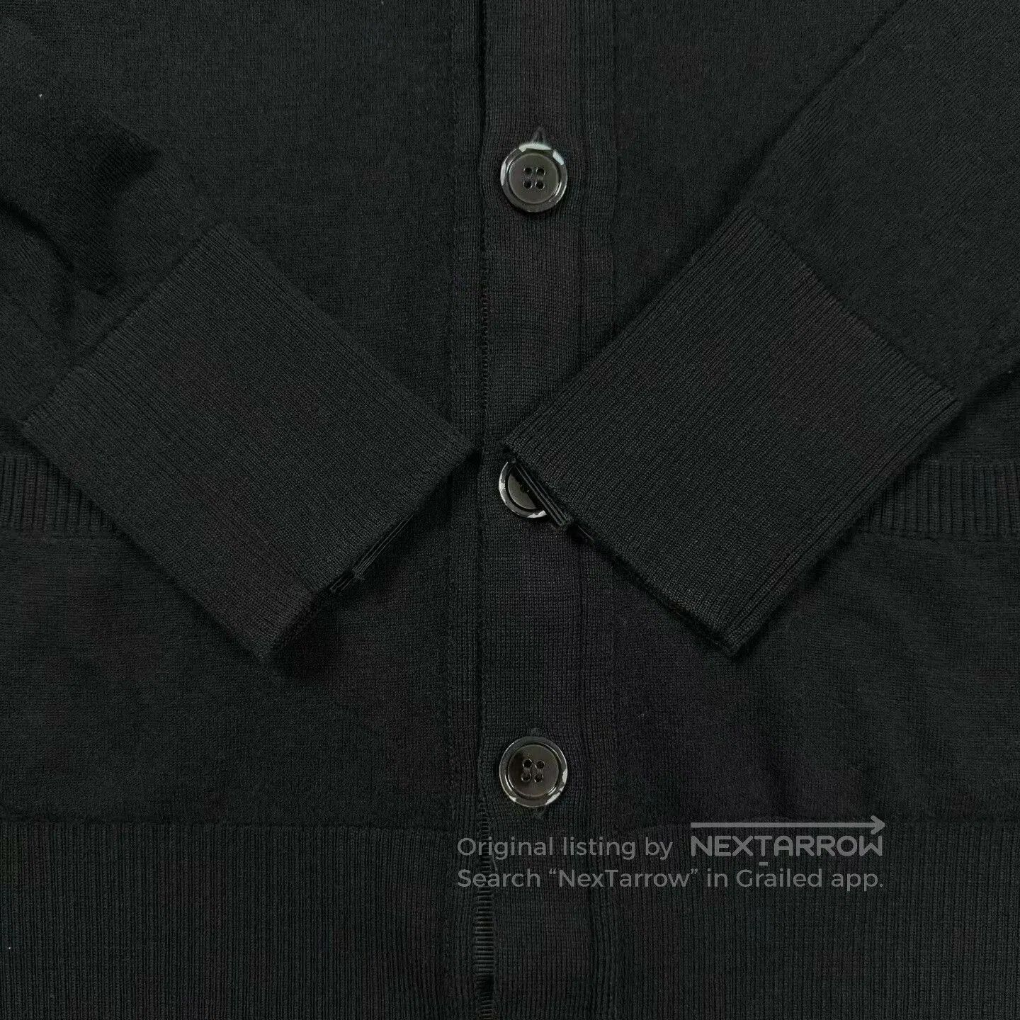Thom Browne thom browne black wool v-neck cardigan. Size US S / EU 44-46 / 1 - 4 Thumbnail